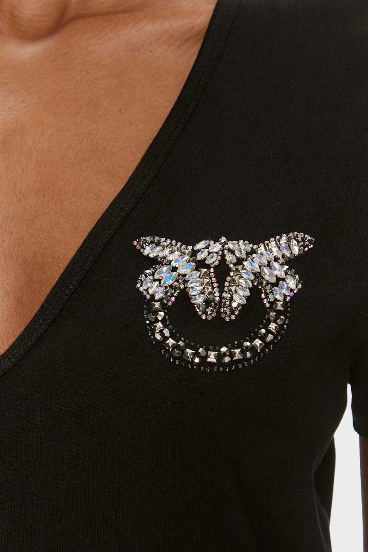 Pinko Pamuklu Regular Fit V Yaka Bayan T Shirt 100372A1R7Z99 SİYAH - 5