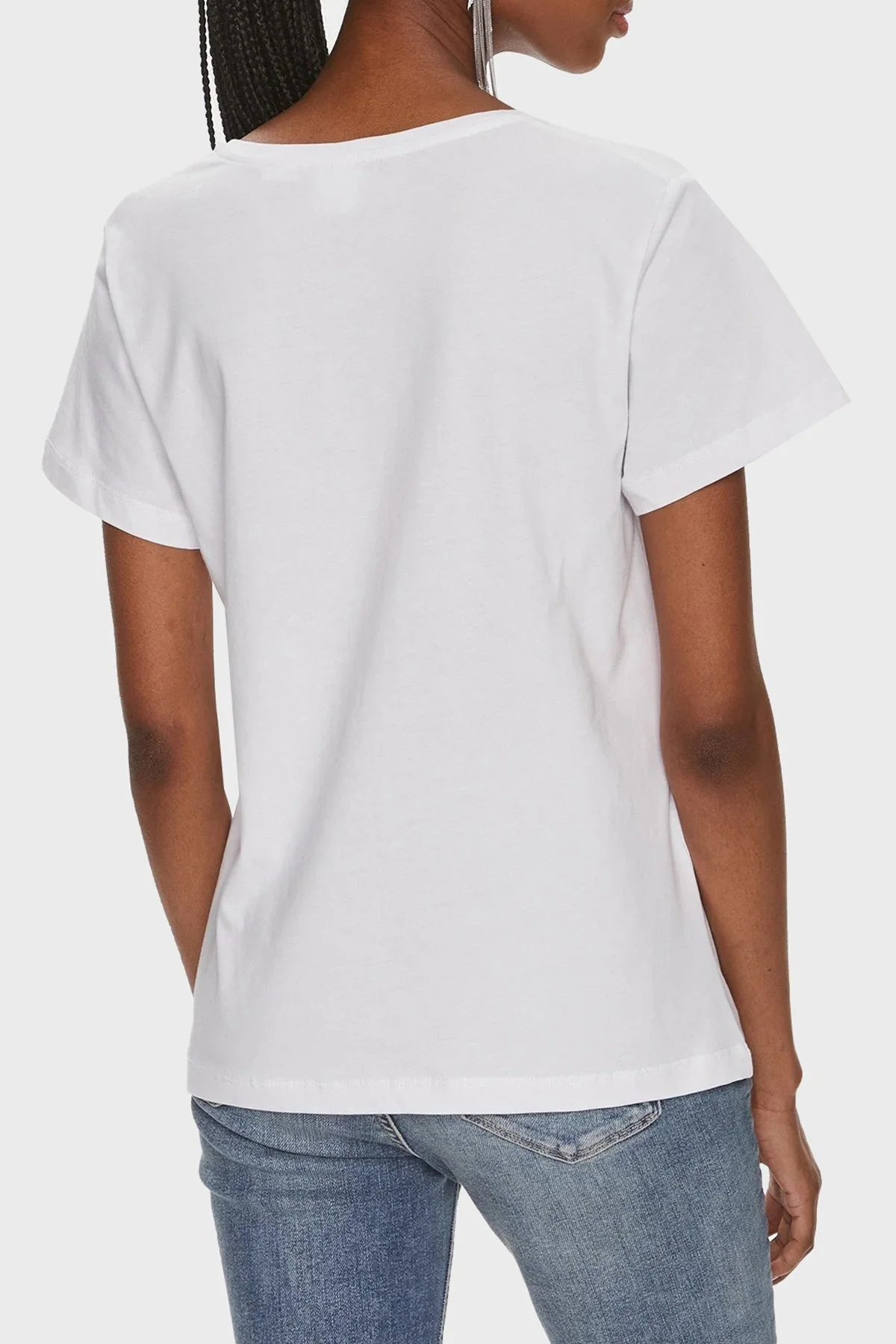 Pinko Pamuklu Regular Fit V Yaka Bayan T Shirt 102950A1N8Z04 BEYAZ - 6