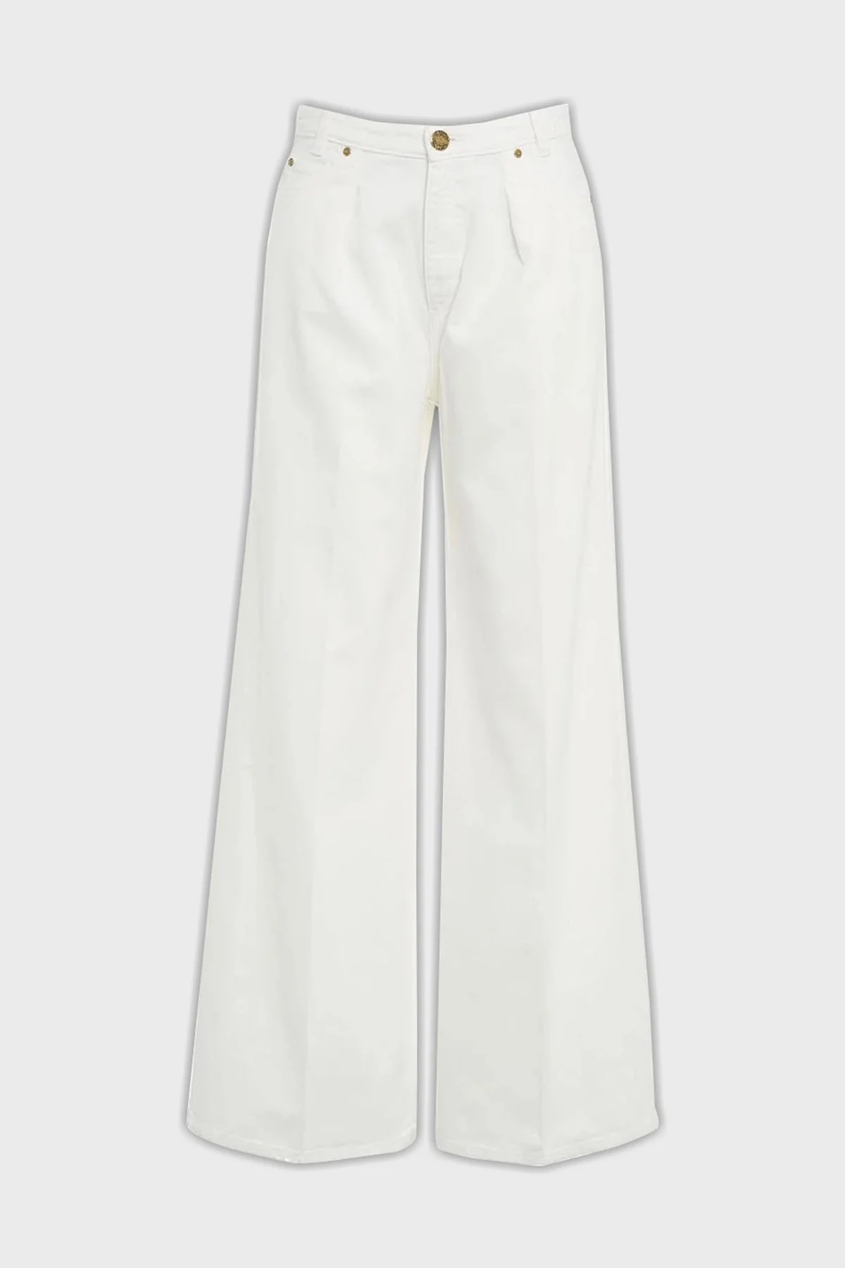 Pinko Pamuklu Relaxed Fit Geniş Paça Kadın Pantolon 102948A1MNZ14 Beyaz - 3