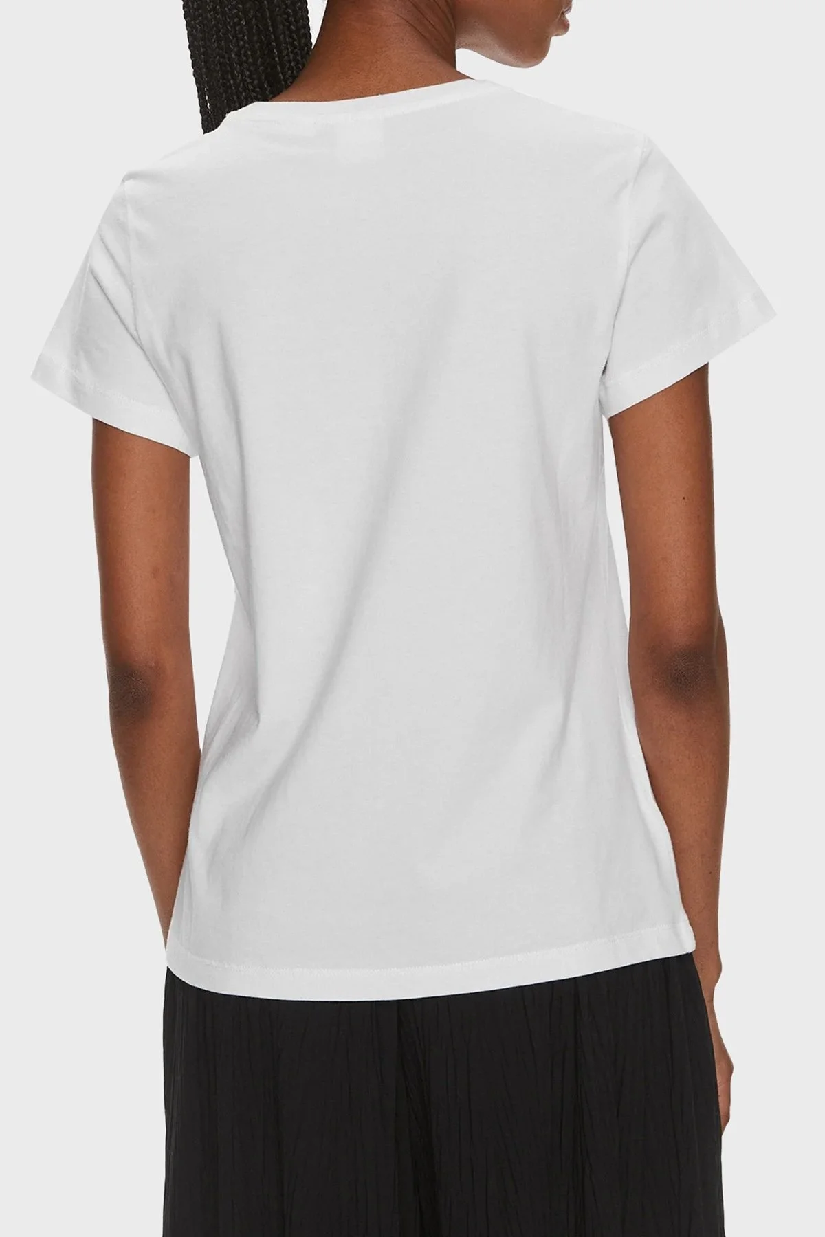 Pinko Pamuklu Slim Fit Bisiklet Yaka Bayan T Shirt 100355A1NWZ04 BEYAZ - 2