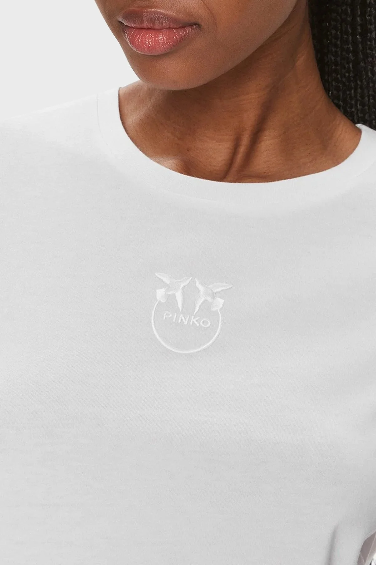 Pinko Pamuklu Slim Fit Bisiklet Yaka Bayan T Shirt 100355A1NWZ04 BEYAZ - 4