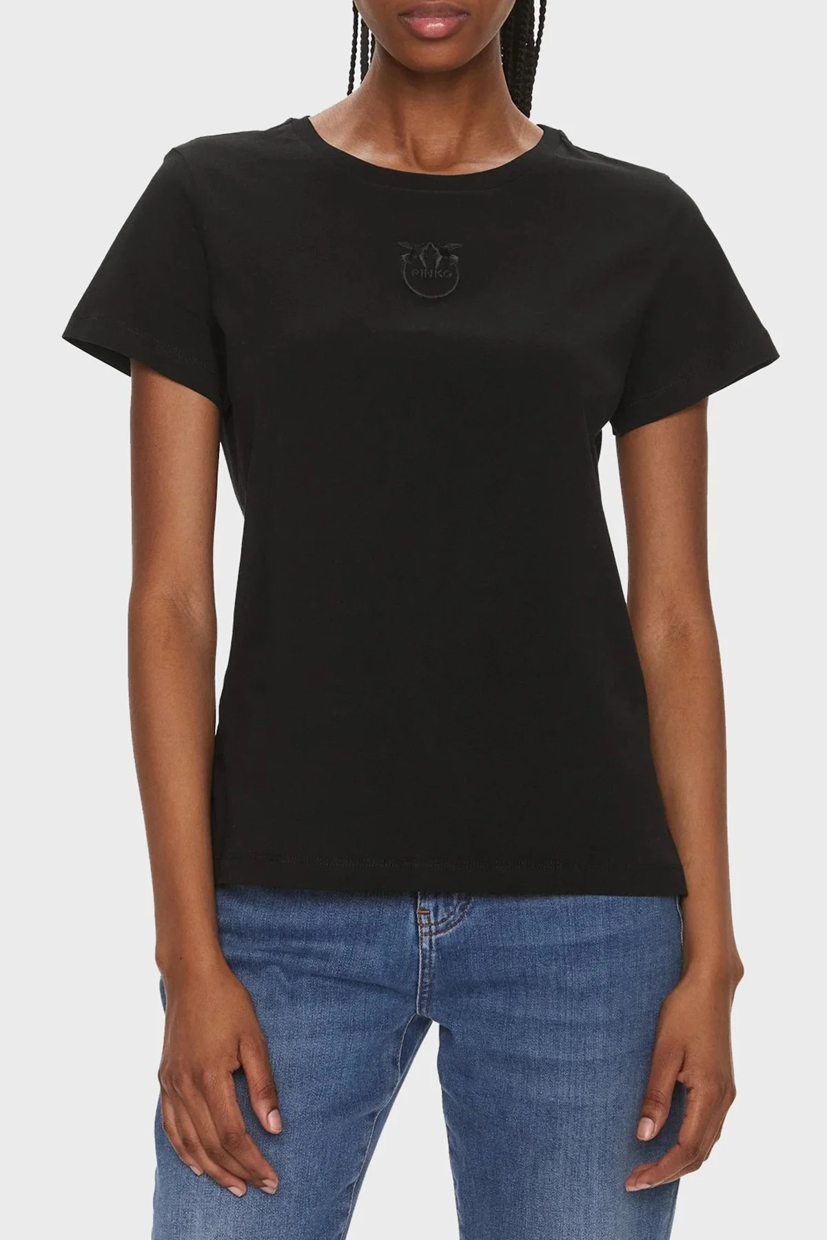 Pinko Pamuklu Slim Fit Bisiklet Yaka Bayan T Shirt 100355A1NWZ99 SİYAH - 1