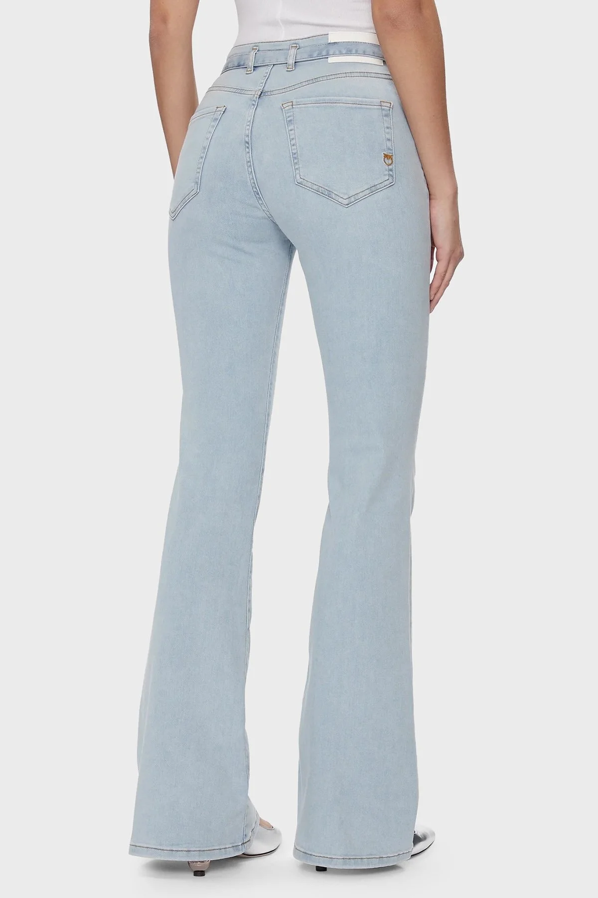 Pinko Pamuklu Slim Fit İspanyol Paça Kemerli Jeans Bayan Kot Pantolon 100166A1MQPJN Buz Mavisi - 3