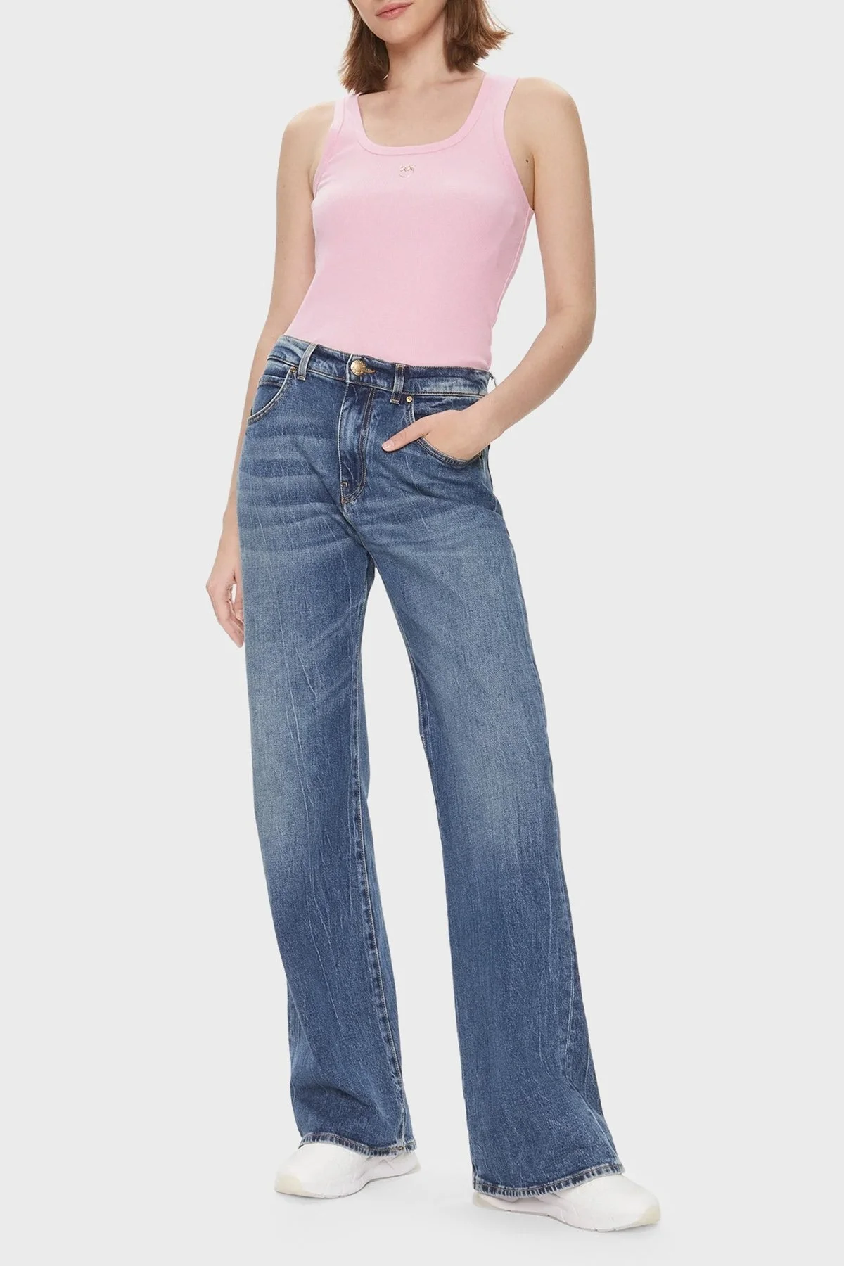 Pinko Pamuklu Slim Fit Yuvarlak Yaka Bayan Top 100807A0PUN98 PEMBE - 3