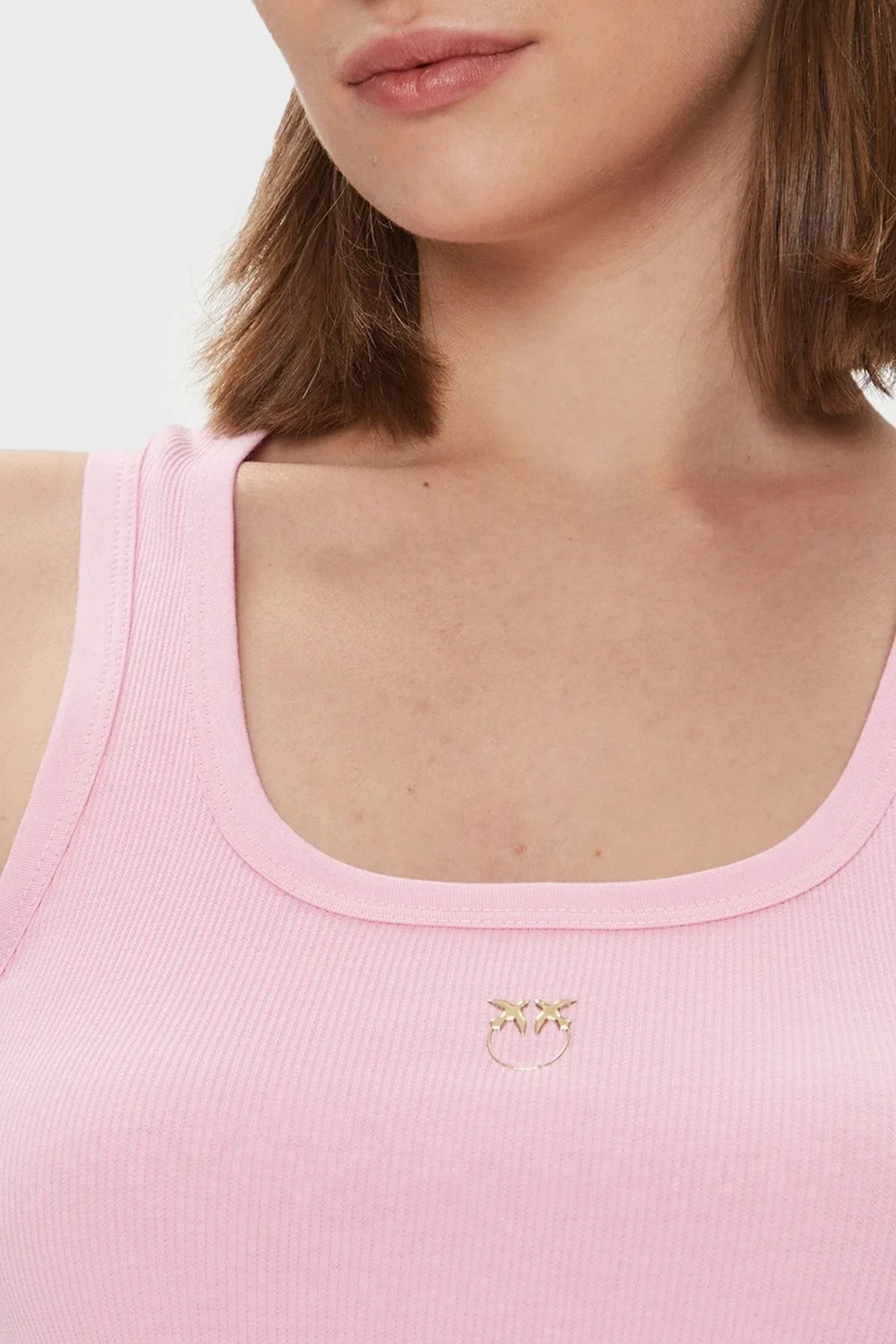 Pinko Pamuklu Slim Fit Yuvarlak Yaka Bayan Top 100807A0PUN98 PEMBE - 4
