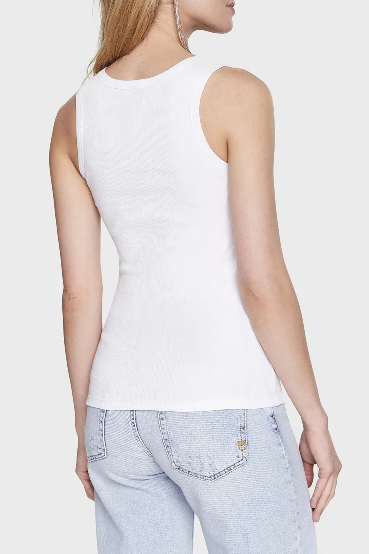 Pinko Pamuklu Slim Fit Yuvarlak Yaka Bayan Top 100807A0PUZ04 BEYAZ - 2