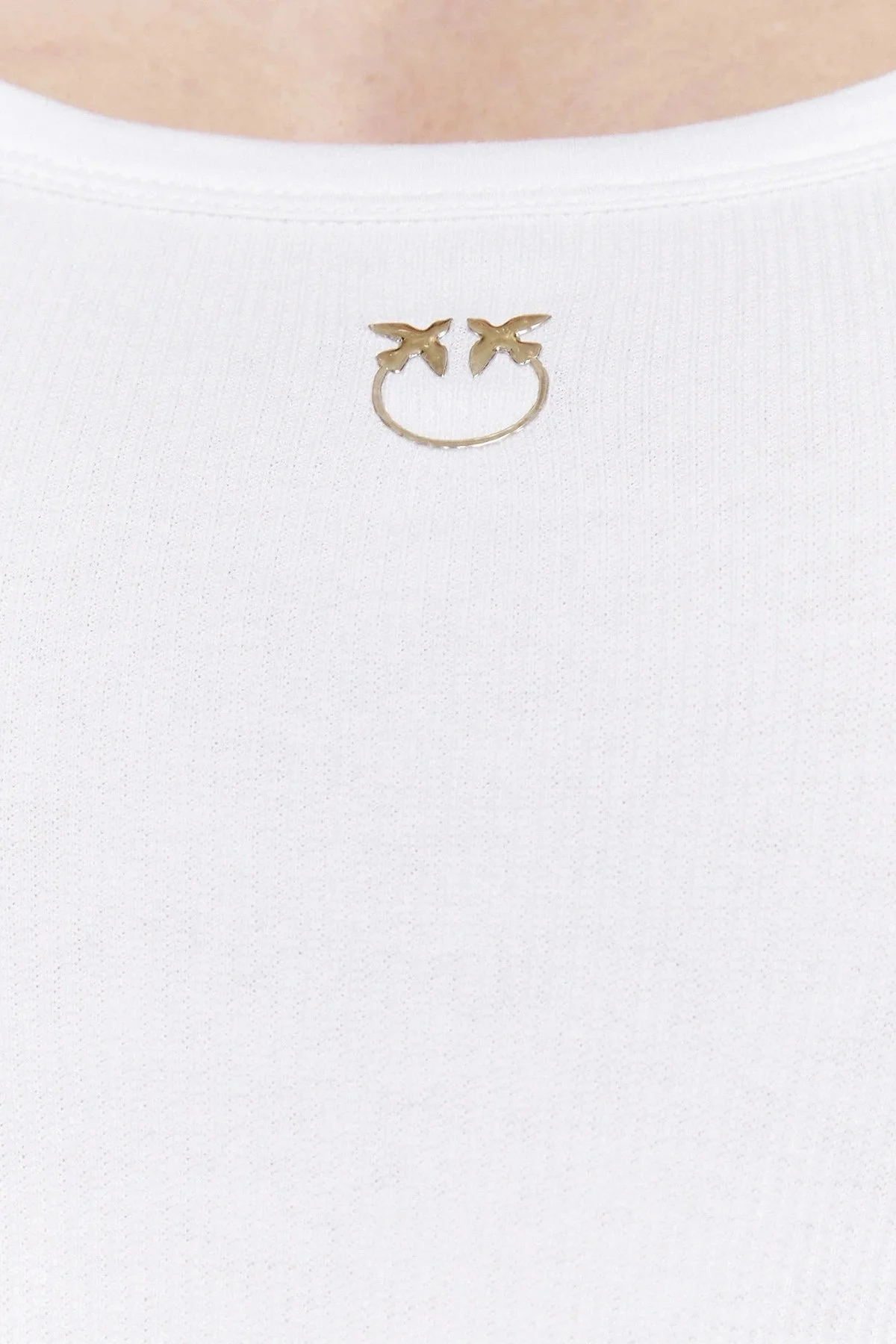 Pinko Pamuklu Slim Fit Yuvarlak Yaka Bayan Top 100807A0PUZ04 BEYAZ - 5