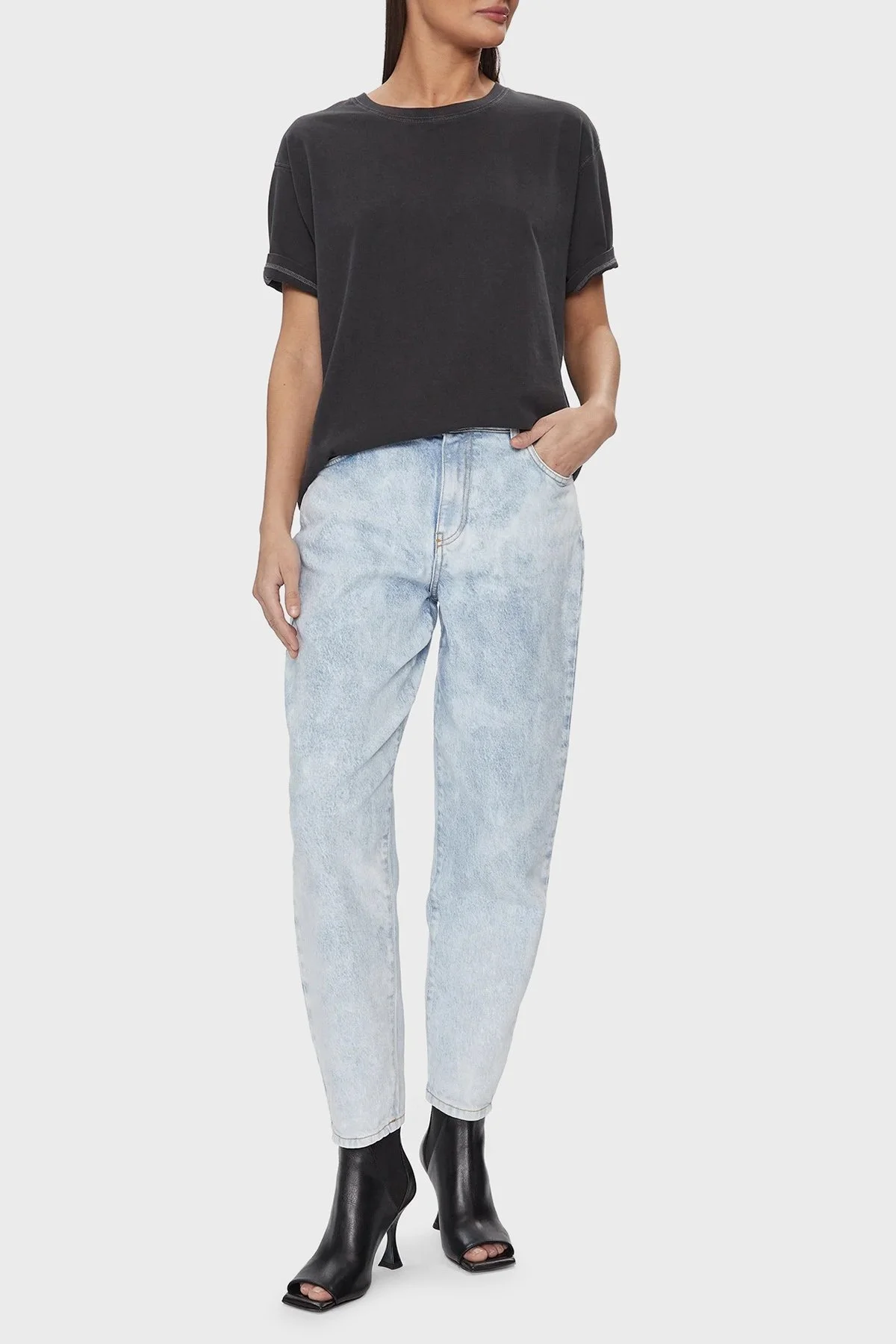 Pinko Pamuklu Yüksek Bel Mom Jeans Bayan Kot Pantolon 100379A1MSPJ1 Buz Mavisi - 6