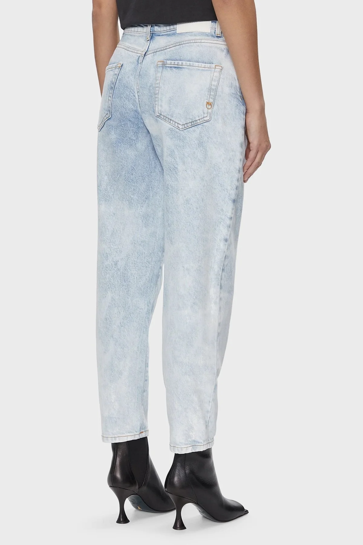 Pinko Pamuklu Yüksek Bel Mom Jeans Bayan Kot Pantolon 100379A1MSPJ1 Buz Mavisi - 8