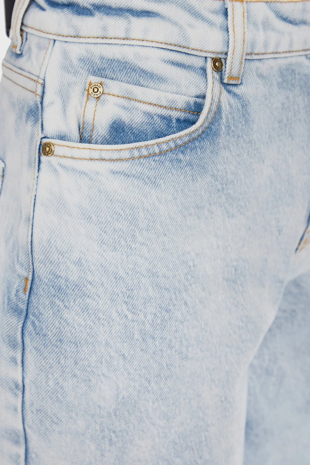 Pinko Pamuklu Yüksek Bel Mom Jeans Kadın Kot Pantolon 100379A1MSPJ1 Buz Mavisi - 4