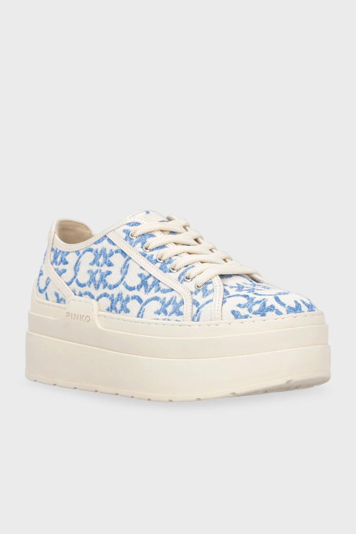 Pinko Platform Sneaker Bayan Ayakkabı SS0013 T006 E96 EKRU-MAVİ - 2