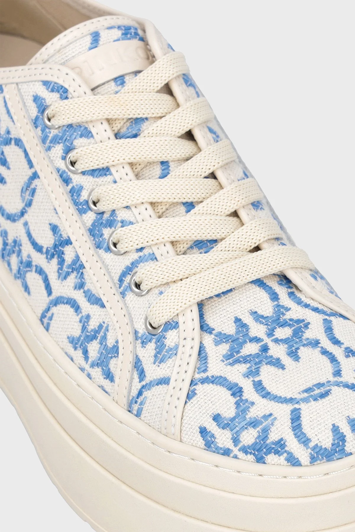 Pinko Platform Sneaker Bayan Ayakkabı SS0013 T006 E96 EKRU-MAVİ - 4