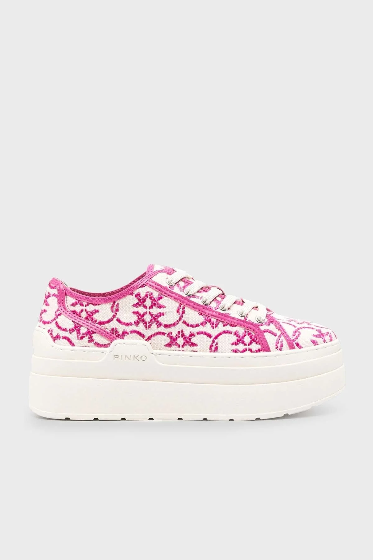 Pinko Platform Sneaker Bayan Ayakkabı SS0013 T006 N17 EKRU-PEMBE - 5
