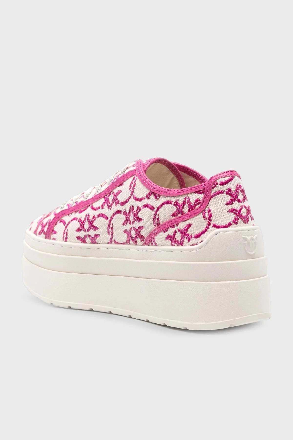 Pinko Platform Sneaker Bayan Ayakkabı SS0013 T006 N17 EKRU-PEMBE - 7