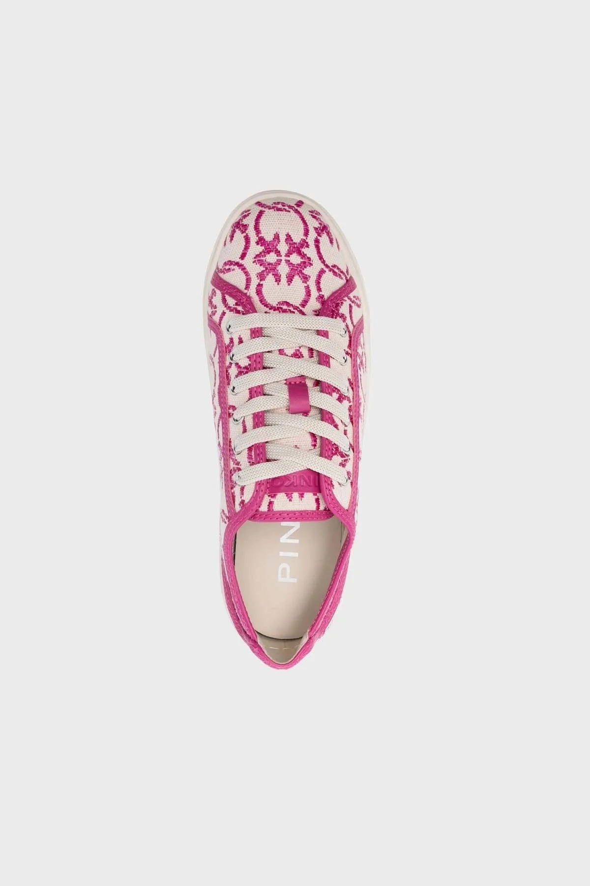 Pinko Platform Sneaker Bayan Ayakkabı SS0013 T006 N17 EKRU-PEMBE - 8