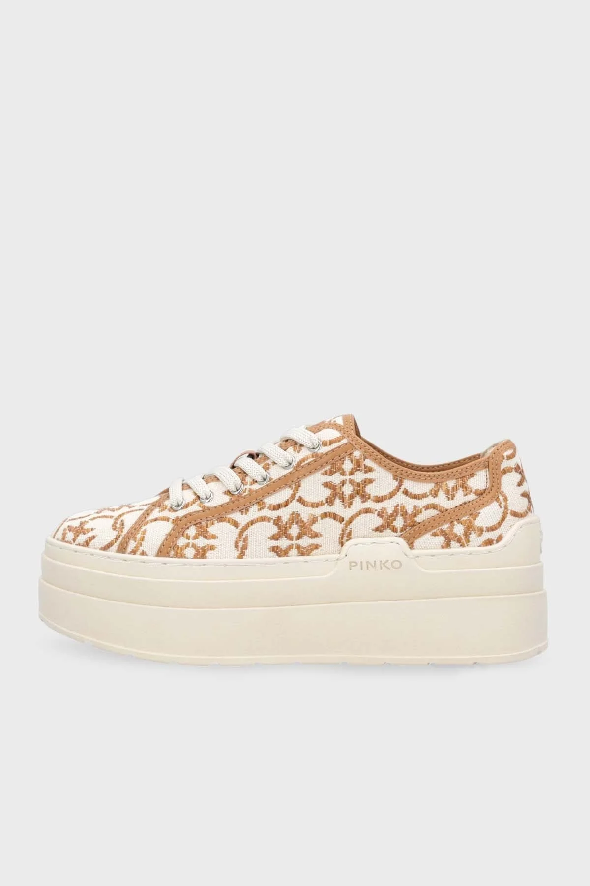 Pinko Platform Sneaker Bayan Ayakkabı SS0013T006N63 EKRU-KAHVE - 9
