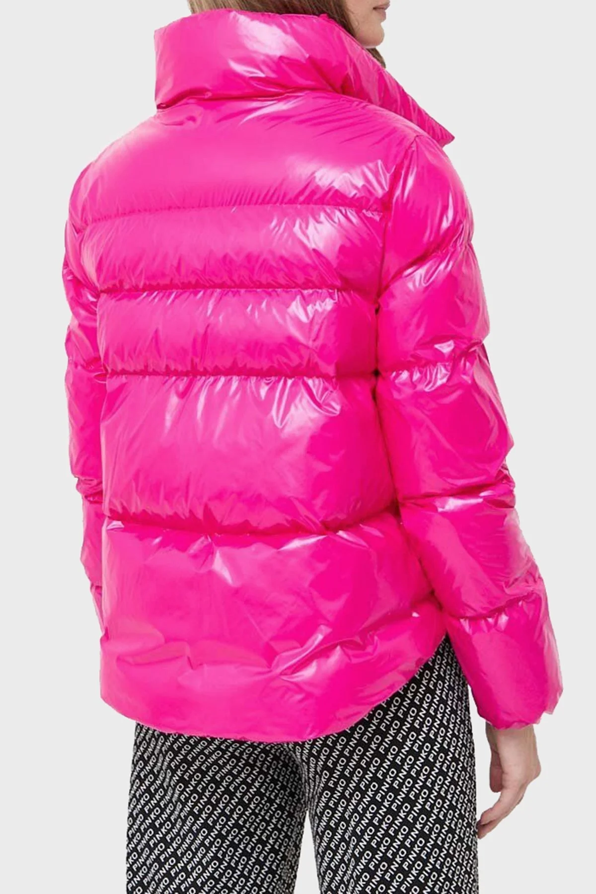 Pinko Regular Fit Dik Yaka Şişme Bayan Mont 101598 A11K N17 PEMBE - 2