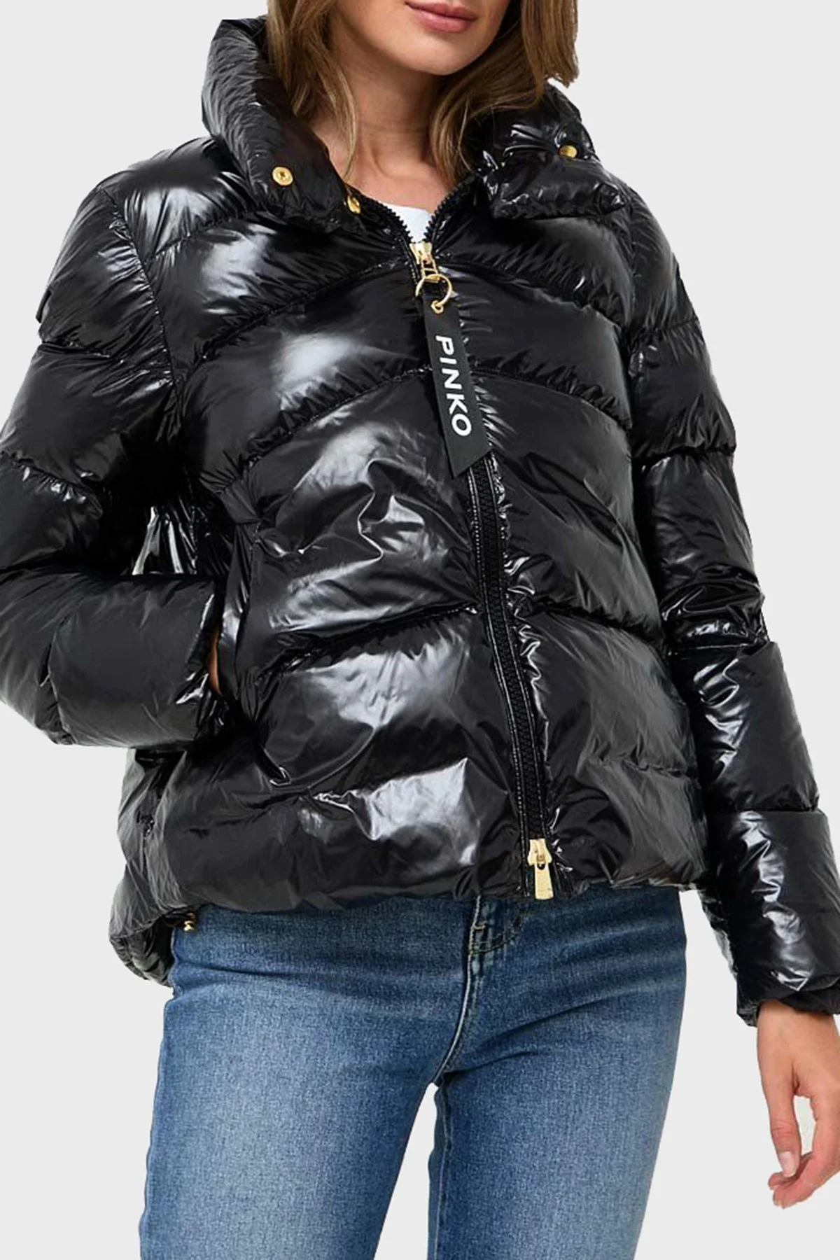 Pinko Regular Fit Dik Yaka Şişme Bayan Mont 101598 A11K Z99 SİYAH - 1