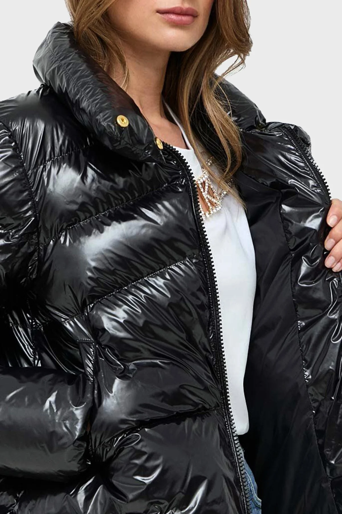 Pinko Regular Fit Dik Yaka Şişme Bayan Mont 101598 A11K Z99 SİYAH - 4