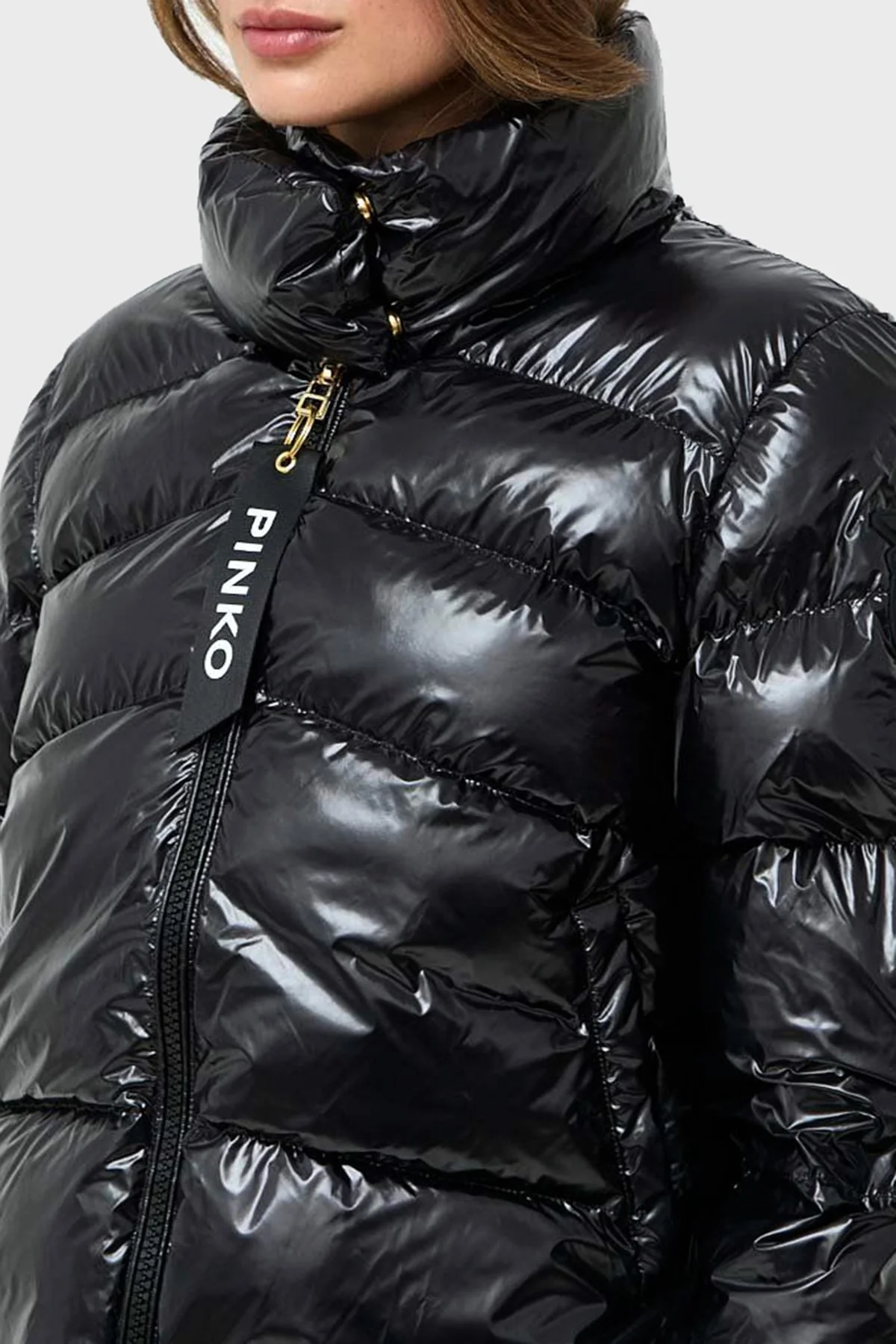 Pinko Regular Fit Dik Yaka Şişme Bayan Mont 101598 A11K Z99 SİYAH - 5