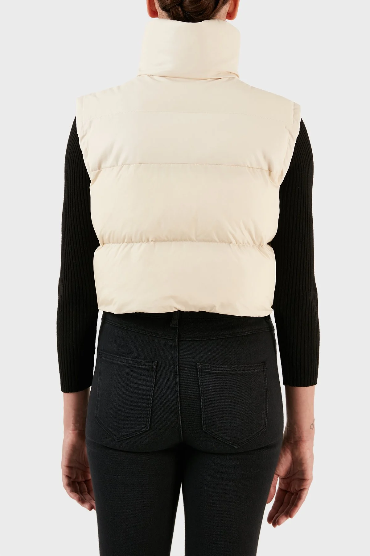 Pinko Regular Fit Dik Yaka Şişme Crop Kadın Yelek 101734 A11P C16 BEJ - 2