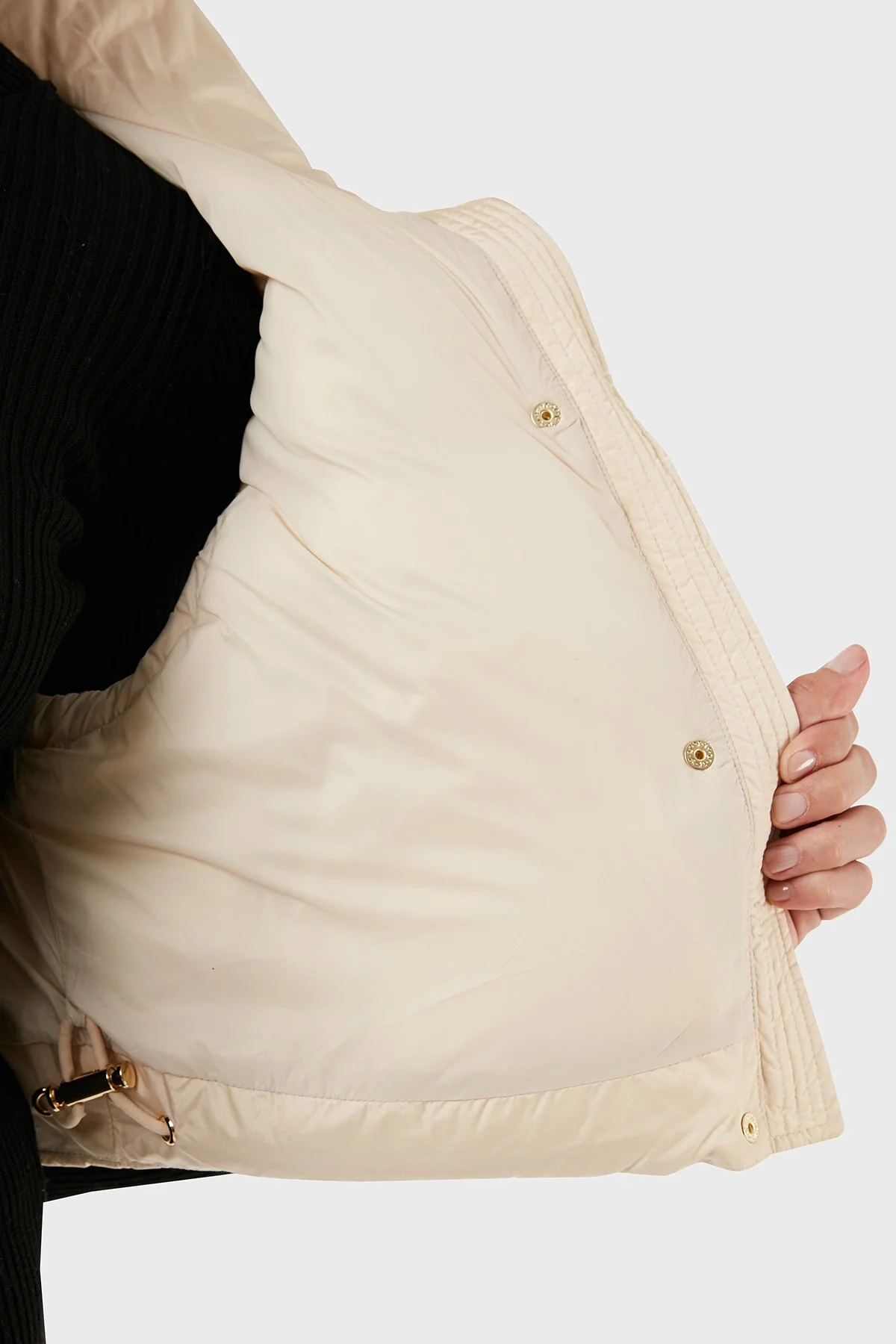 Pinko Regular Fit Dik Yaka Şişme Crop Kadın Yelek 101734 A11P C16 BEJ - 5