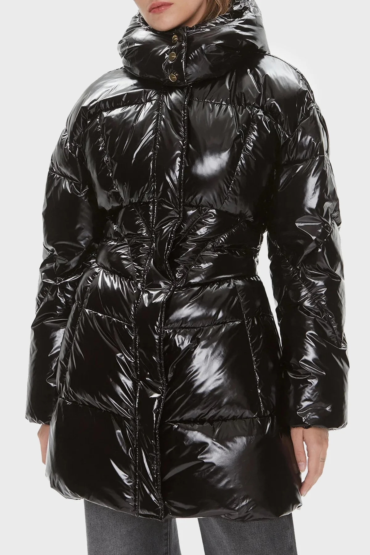 Pinko Regular Fit Kapüşonlu Parlak Şişme Bayan Mont 101595 A00N Z99 SİYAH - 1