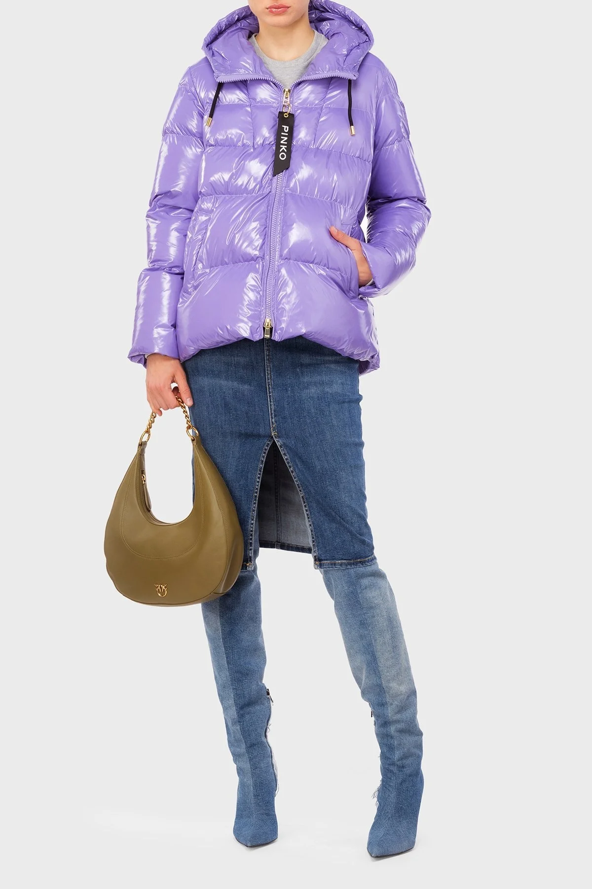 Pinko Regular Fit Kapüşonlu Şişme Bayan Mont 101597 A11K Y68 MOR - 1