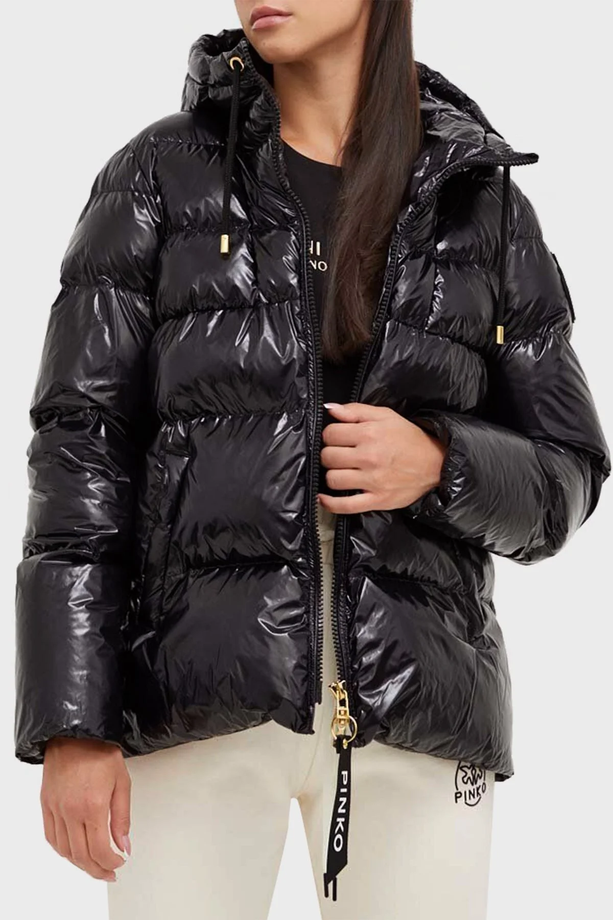 Pinko Regular Fit Kapüşonlu Şişme Bayan Mont 101597 A11K Z99 SİYAH - 1