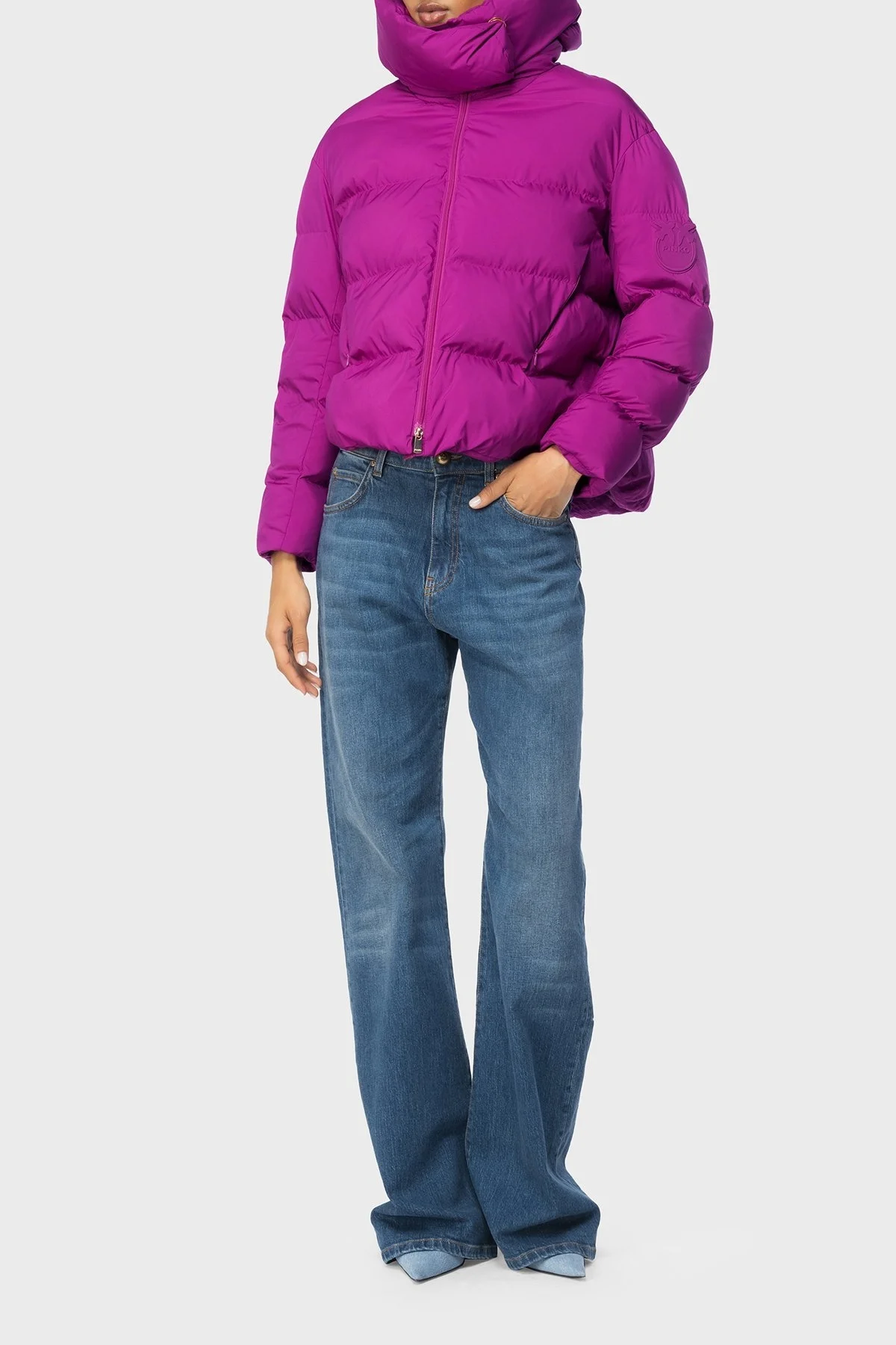 Pinko Regular Fit Kapüşonlu Şişme Bayan Mont 101602 A11N VIB FUŞYA - 1