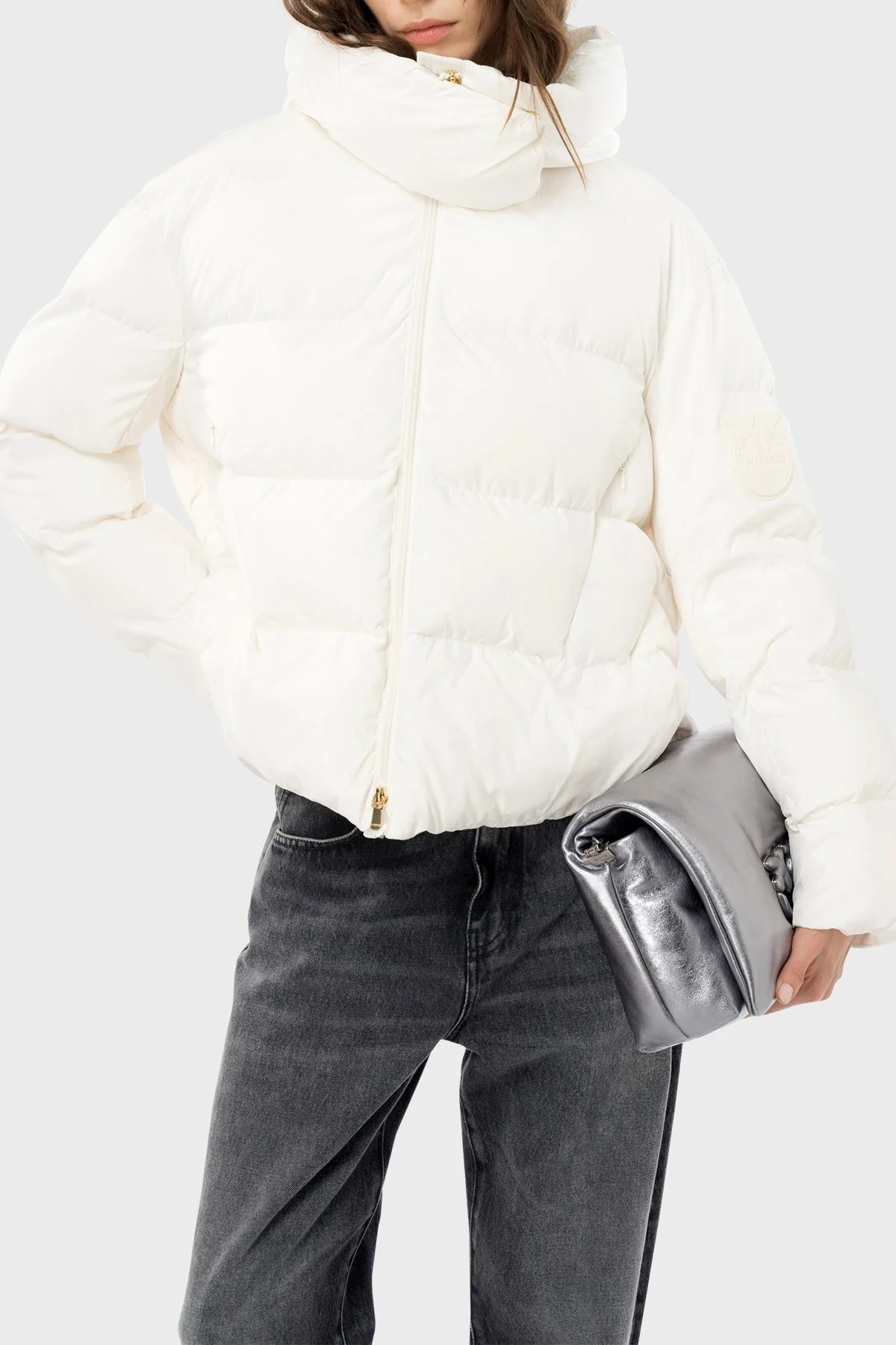 Pinko Regular Fit Kapüşonlu Şişme Bayan Mont 101602 A11N Z07 BEYAZ - 1