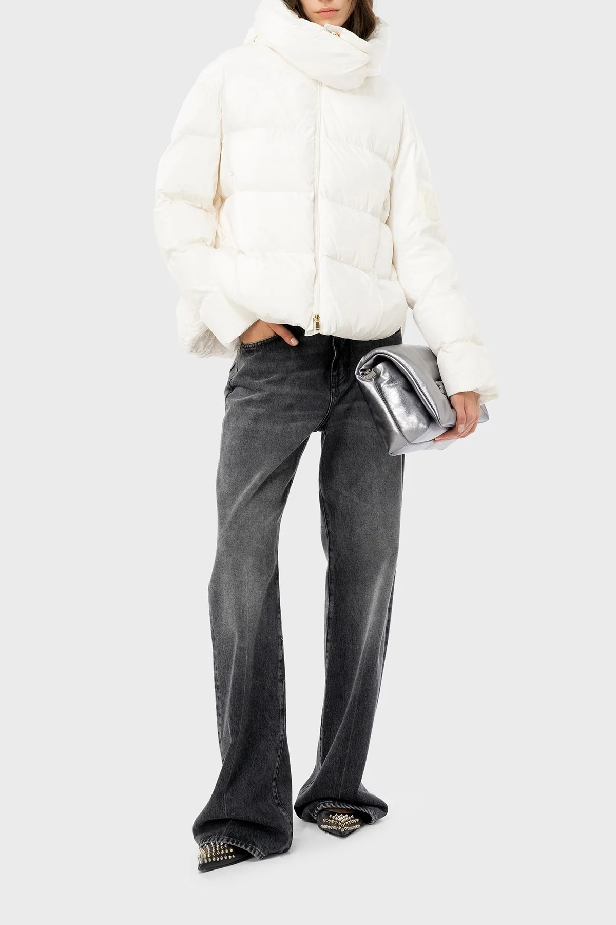 Pinko Regular Fit Kapüşonlu Şişme Bayan Mont 101602 A11N Z07 BEYAZ - 4