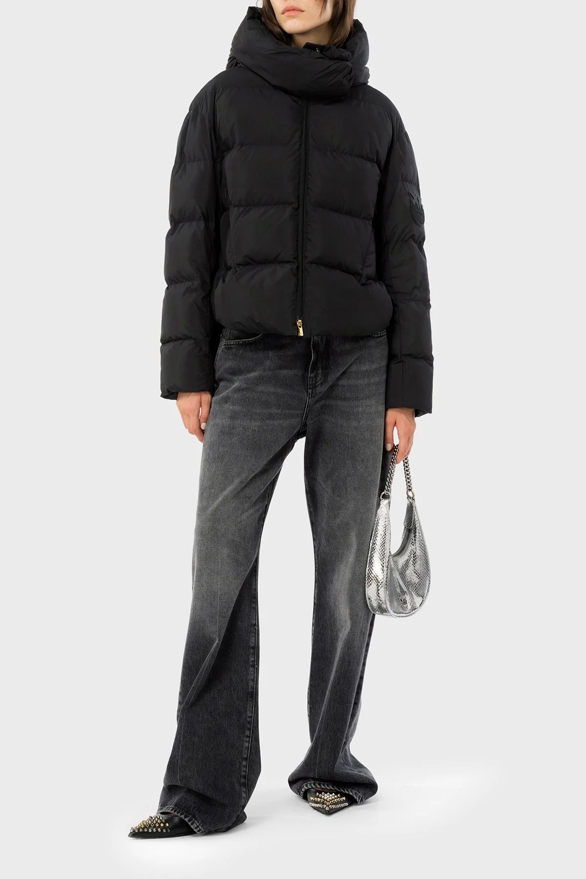 Pinko Regular Fit Kapüşonlu Şişme Bayan Mont 101602 A11N Z99 SİYAH - 1