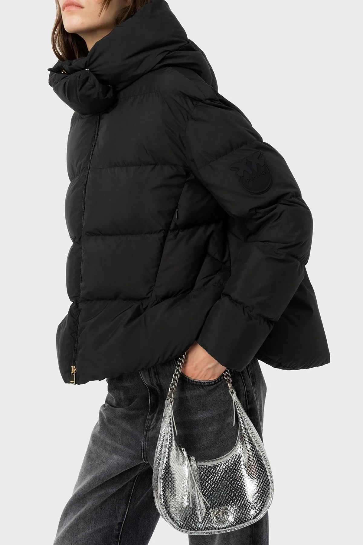 Pinko Regular Fit Kapüşonlu Şişme Bayan Mont 101602 A11N Z99 SİYAH - 2