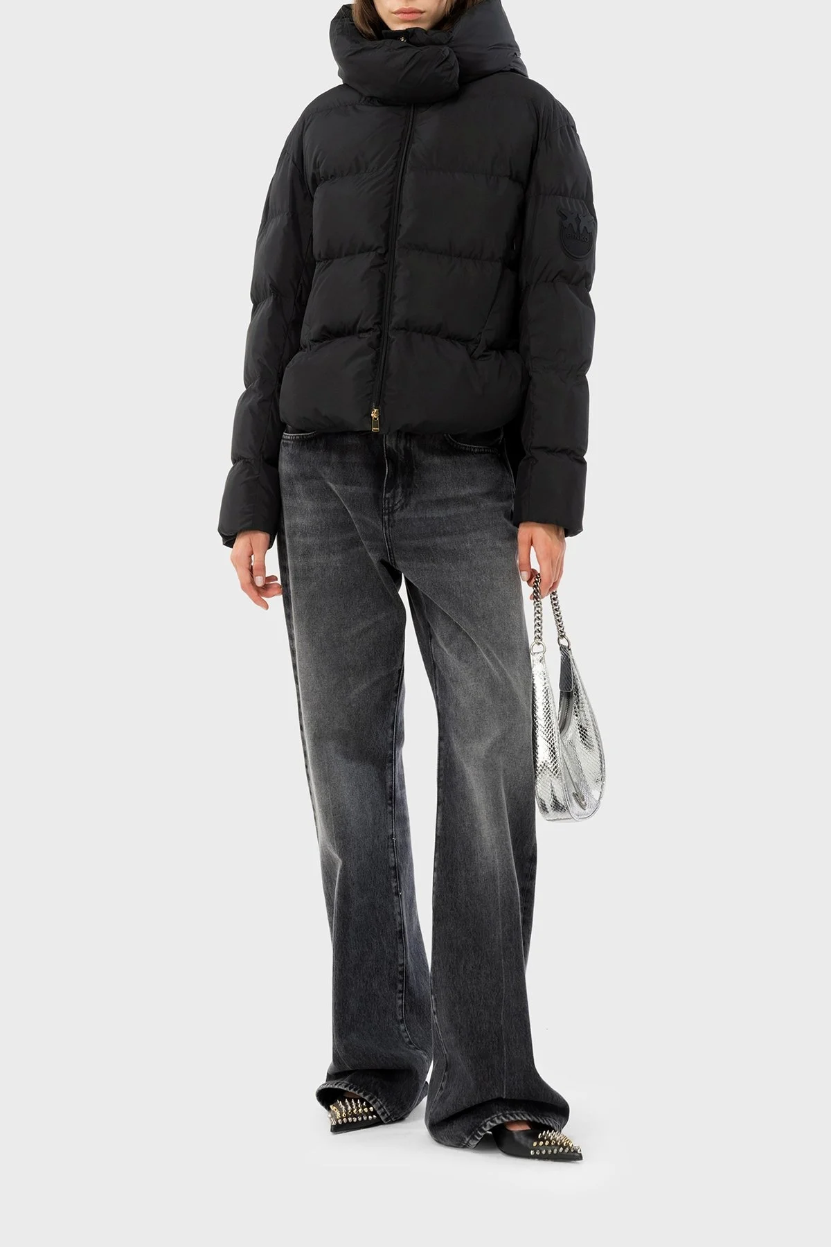 Pinko Regular Fit Kapüşonlu Şişme Bayan Mont 101602 A11N Z99 SİYAH - 3