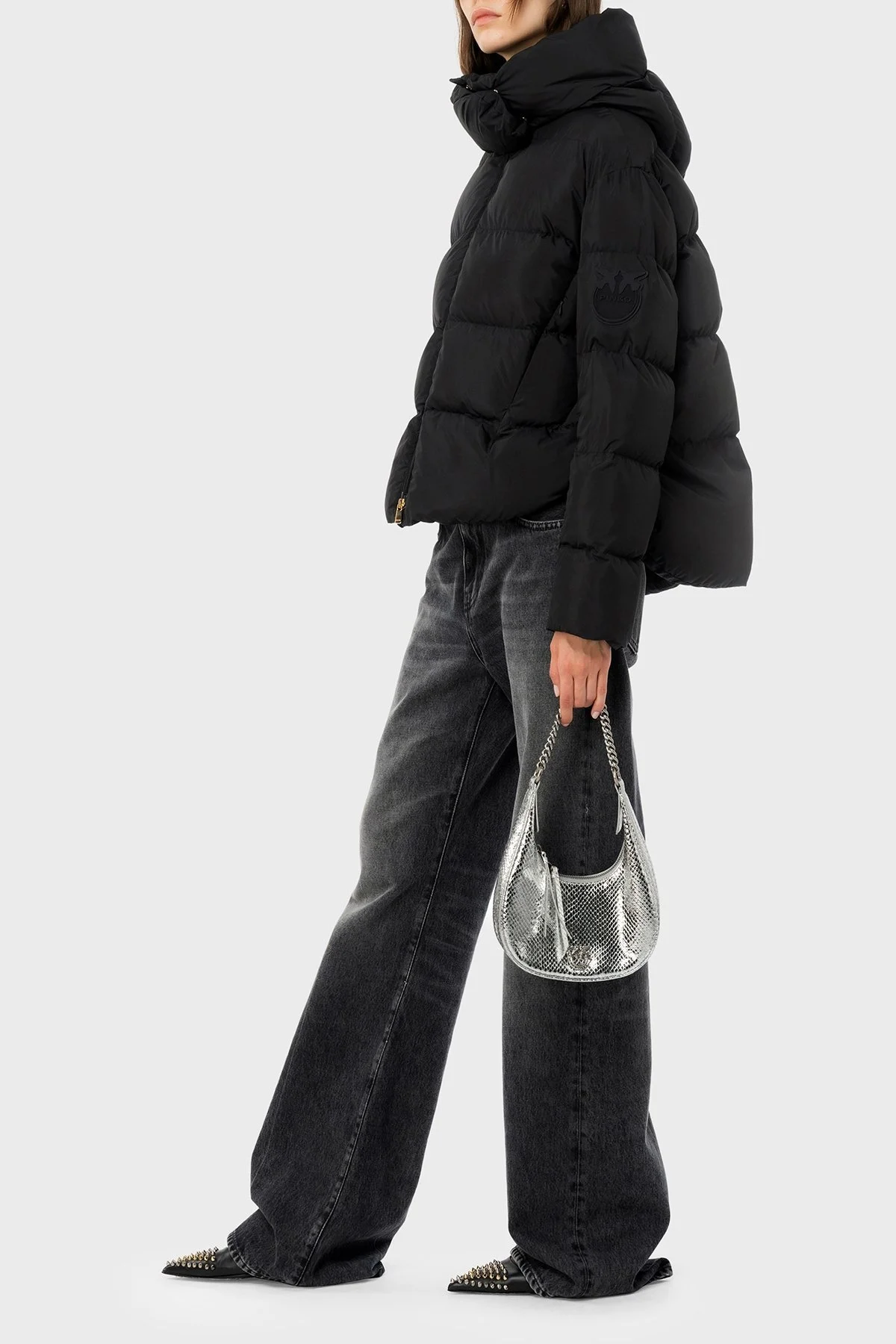 Pinko Regular Fit Kapüşonlu Şişme Bayan Mont 101602 A11N Z99 SİYAH - 4