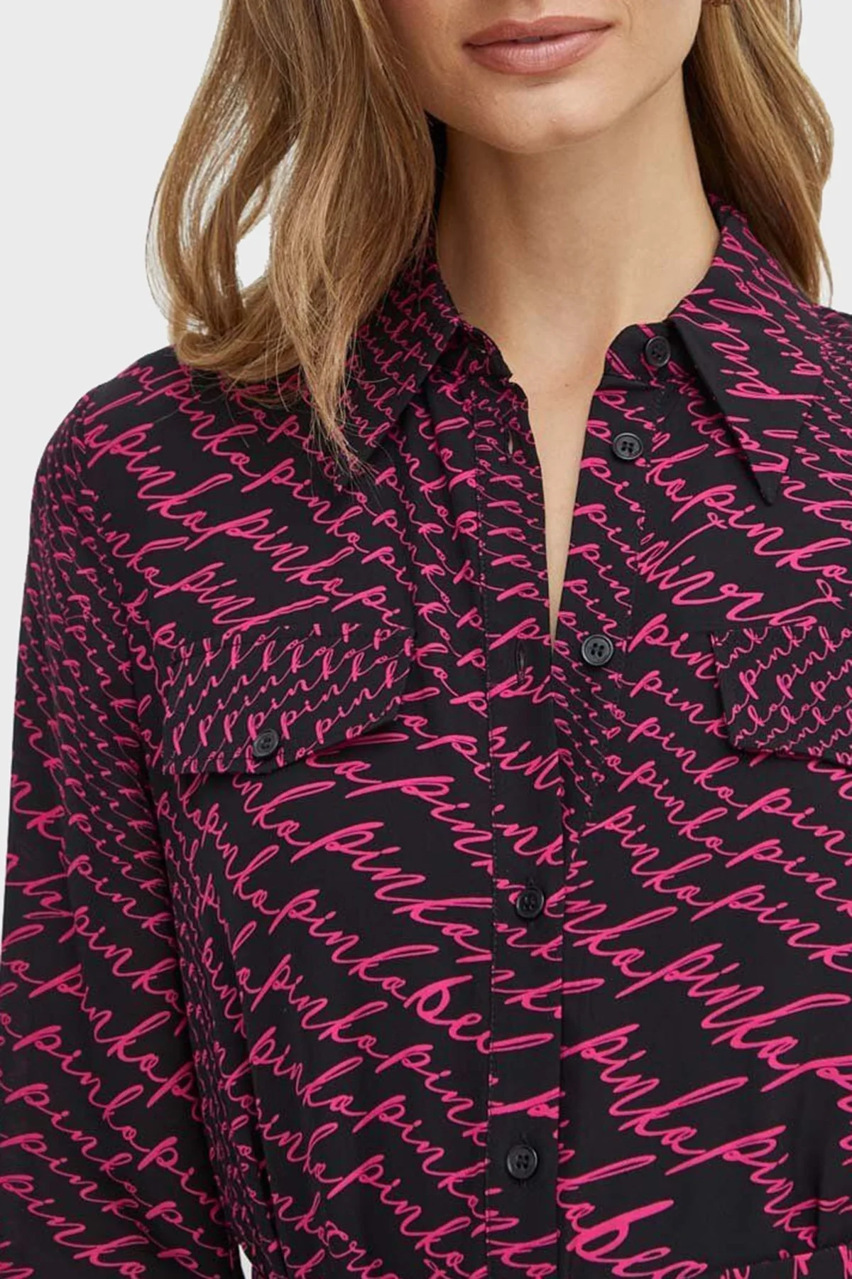 Pinko Regular Fit Kemerli Midi Gömlek Bayan Elbise 100909 A19Q ZW1 SİYAH - 9