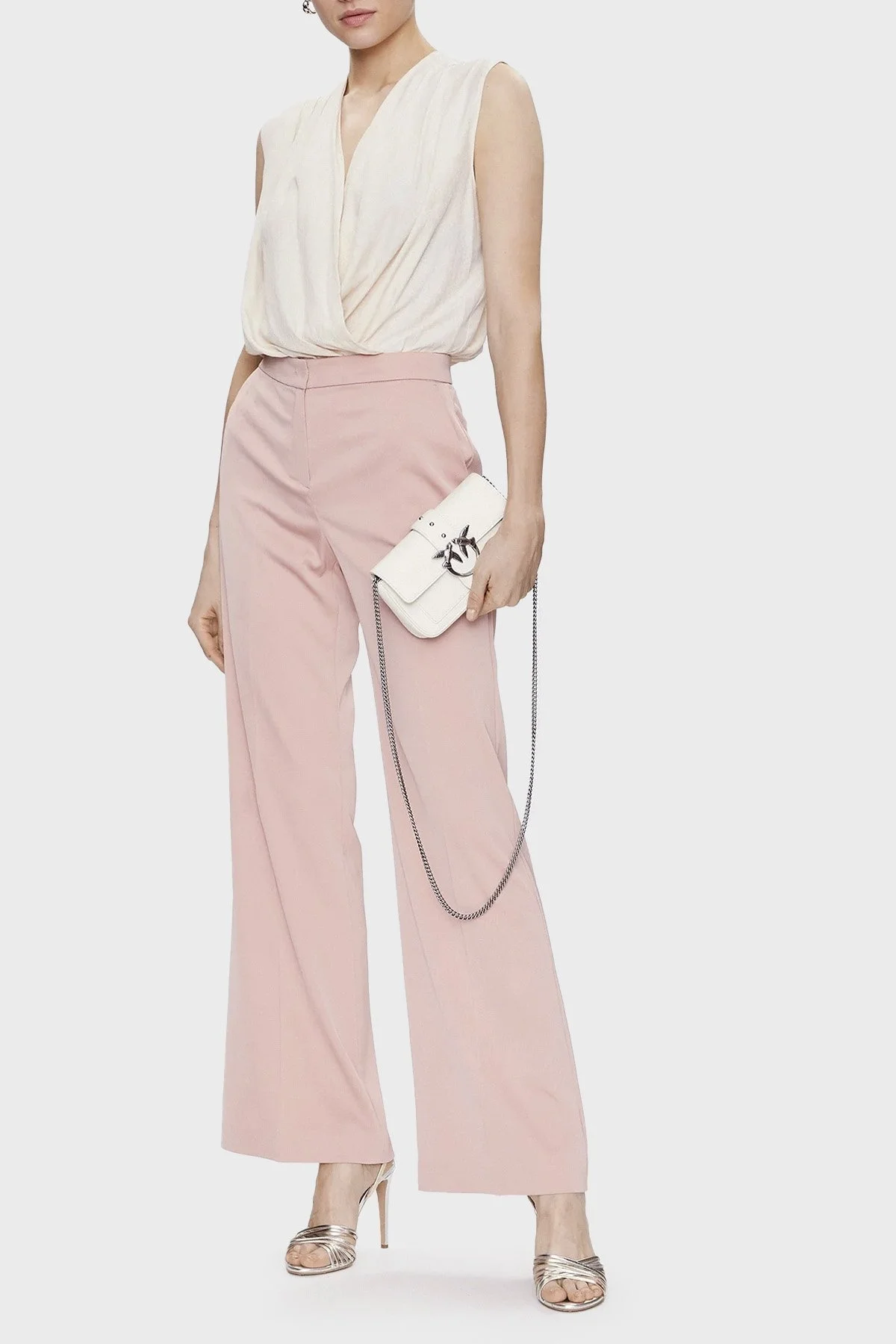 Pinko Regular Fit Kruvaze Dökümlü Bayan Bluz 100122 A01P N96 BEJ - 3