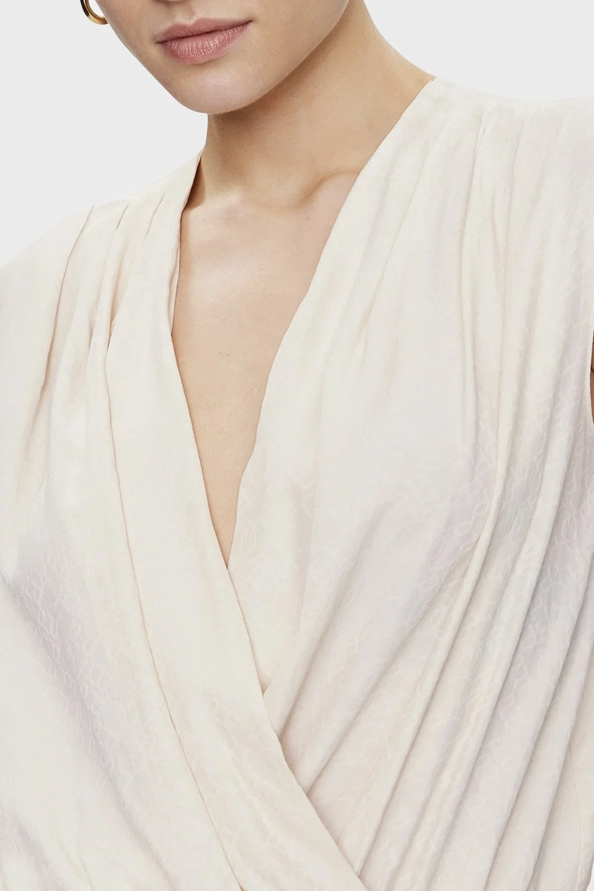 Pinko Regular Fit Kruvaze Dökümlü Bayan Bluz 100122 A01P N96 BEJ - 4