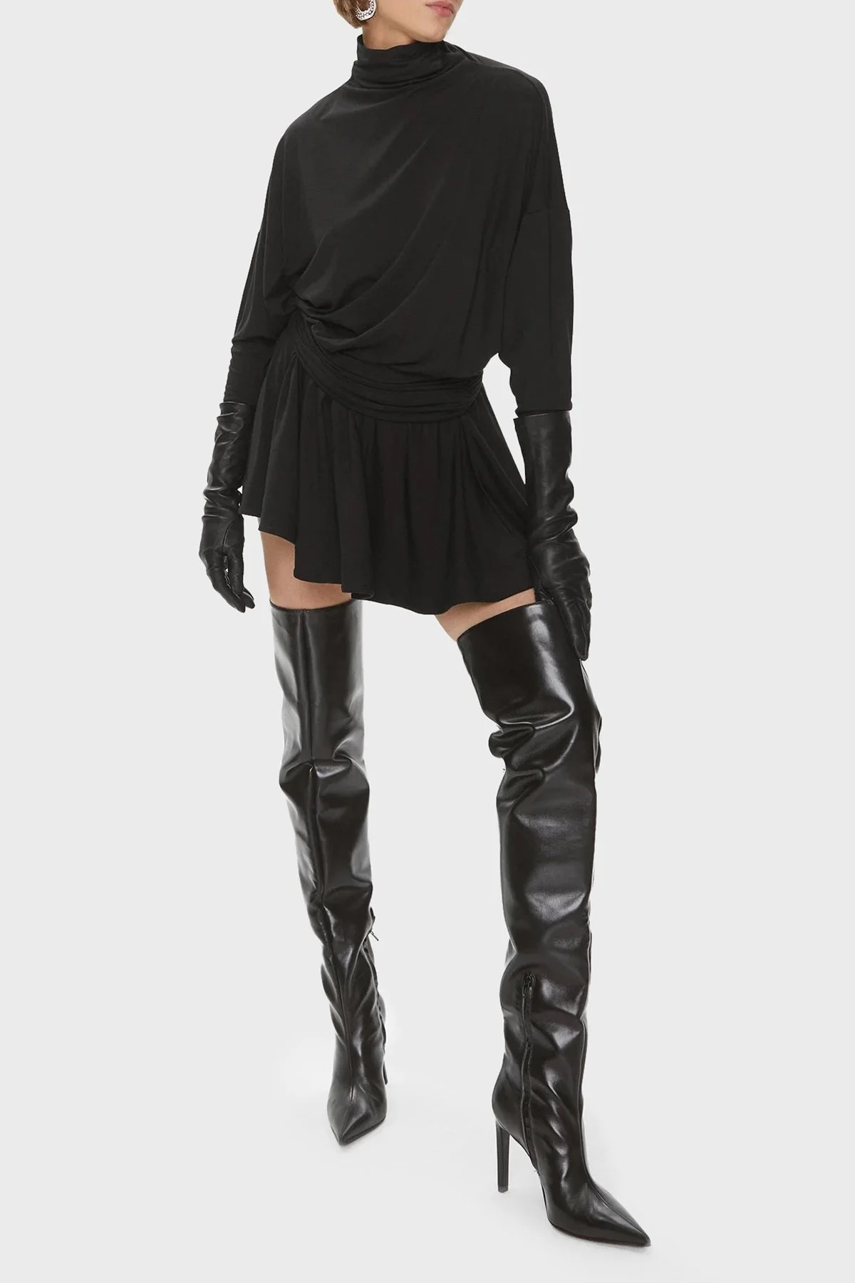 Pinko Regular Fit Yarım Balıkçı Yaka Mini Bayan Elbise 102193 A1DE Z99 SİYAH - 2