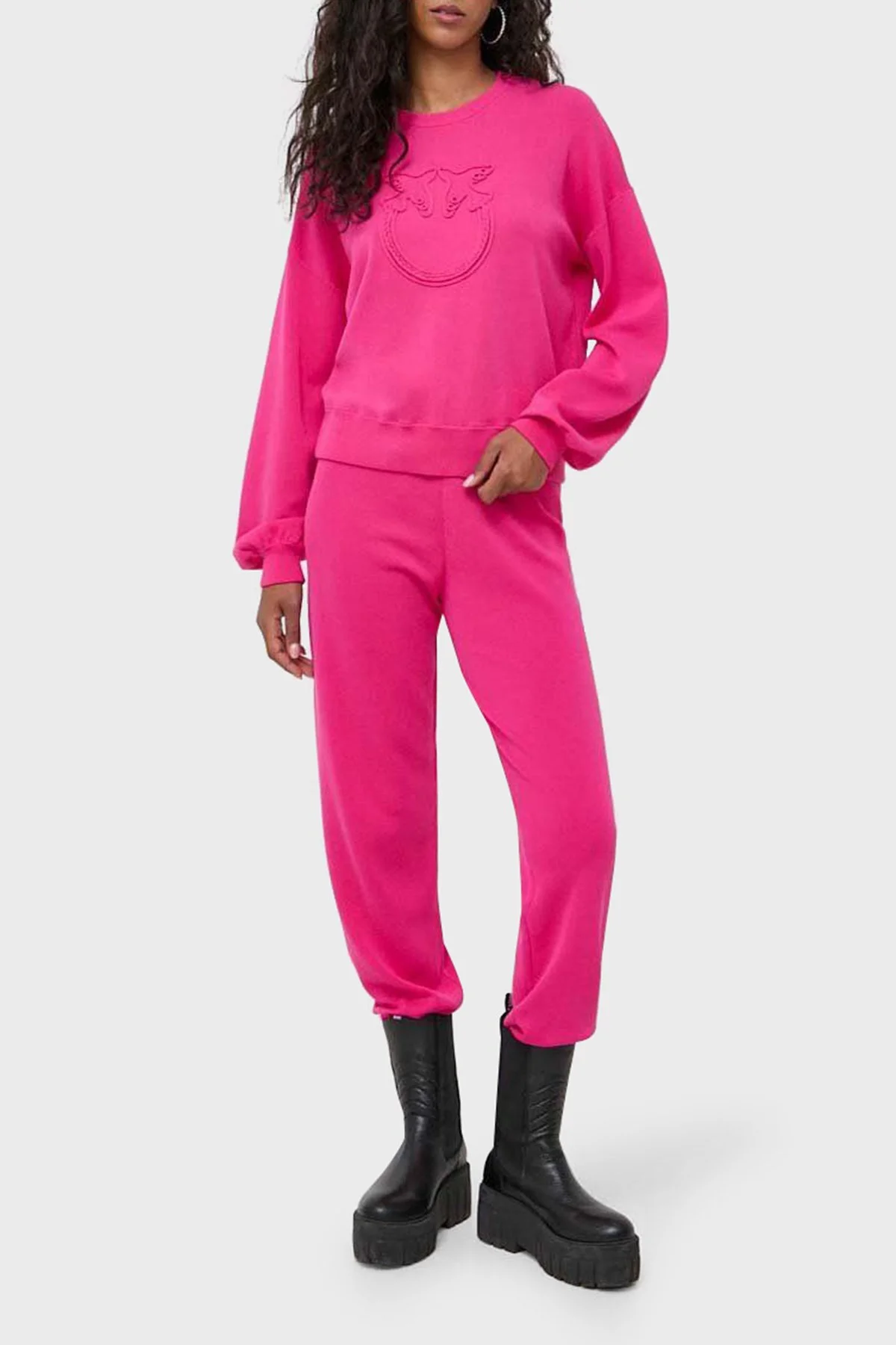 Pinko Regular Fit Yumuşak Dokulu Jogger Triko Kadın Pantolon 101567 A115 N17 Pembe - 2