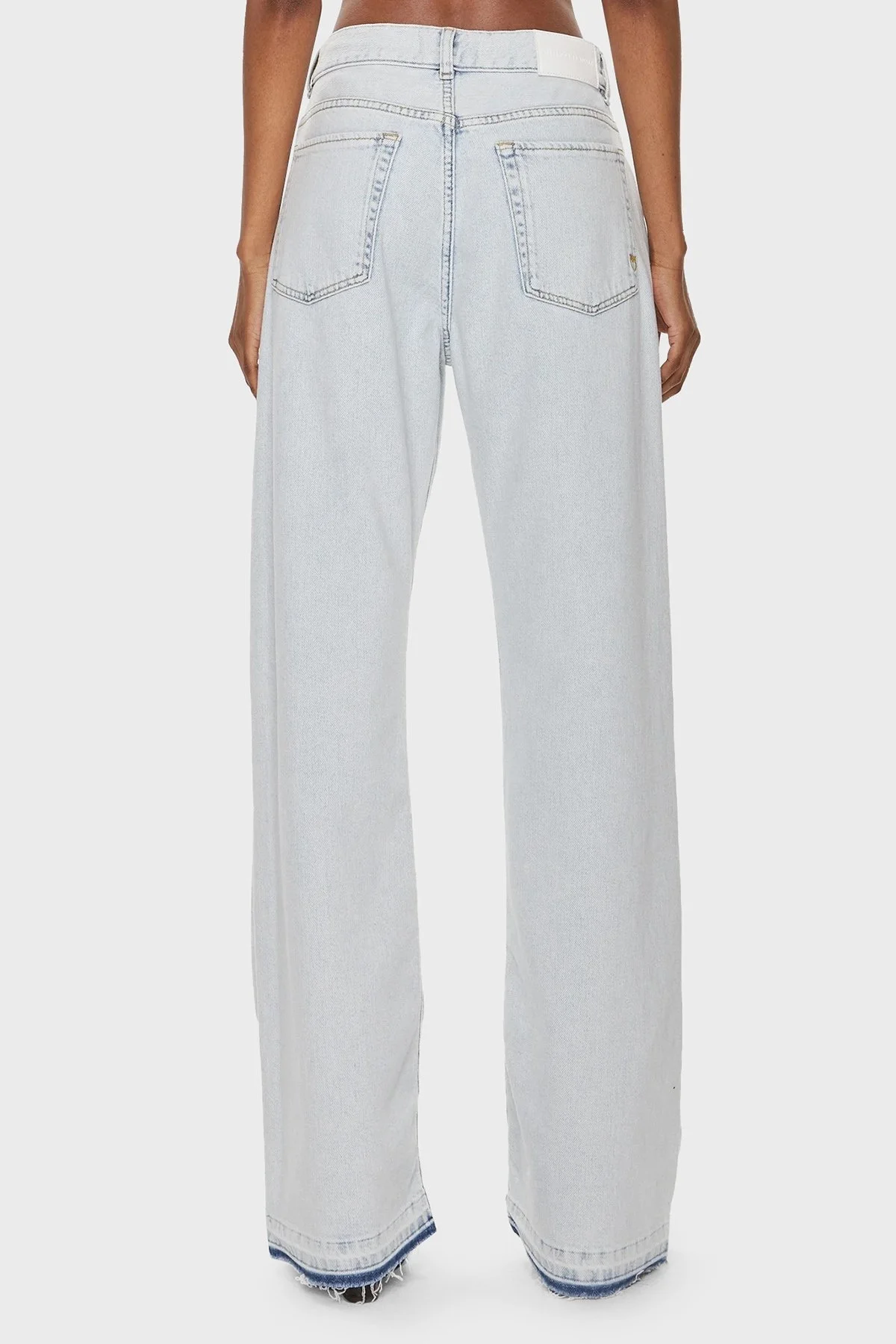 Pinko Relaxed Fit Düşük Bel Wide Leg Jeans Bayan Kot Pantolon 101733A1JHPJQ Buz Mavisi - 8