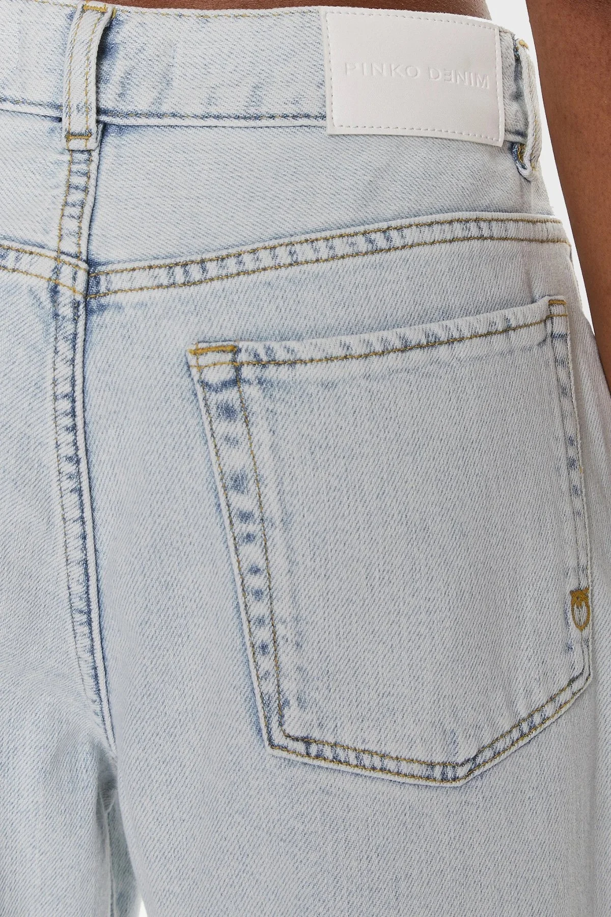 Pinko Relaxed Fit Düşük Bel Wide Leg Jeans Bayan Kot Pantolon 101733A1JHPJQ Buz Mavisi - 10