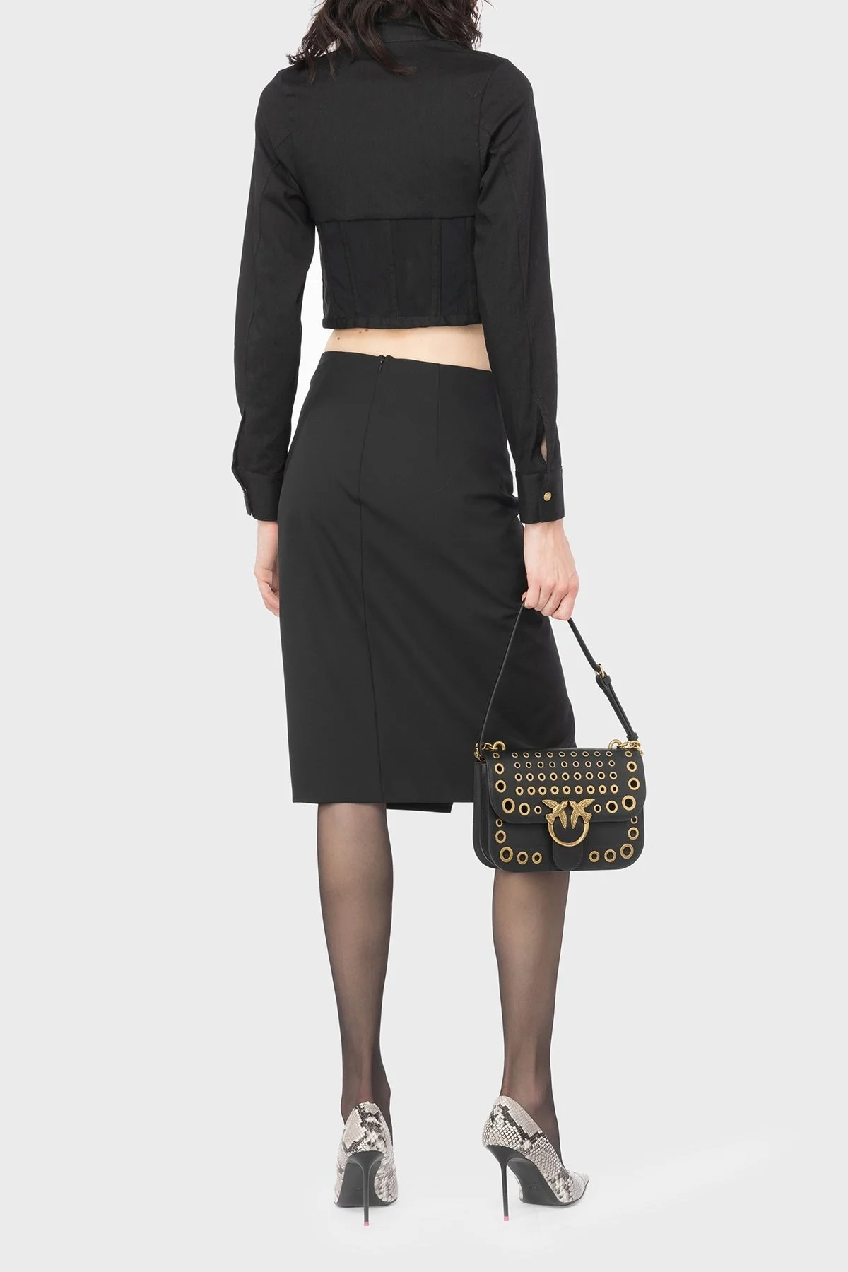 Pinko Slim Fit Asimetrik Diz Altı Bayan Etek 101997 A18G Z99 SİYAH - 2