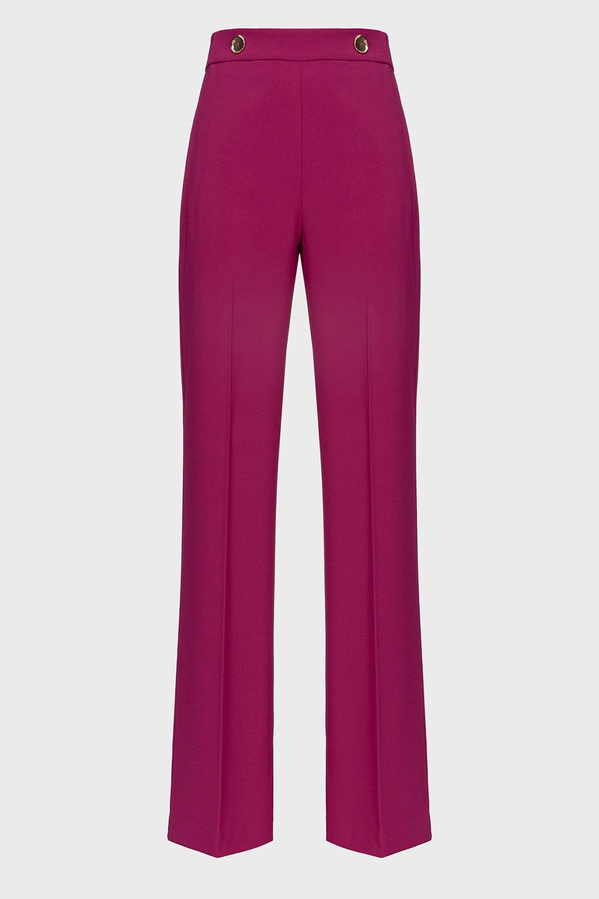 Pinko Slim Fit Fermuar ve Düğme Detaylı Yüksek Bel Bol Paça Kadın Pantolon 100055 A14I VIB Fuşya - 4