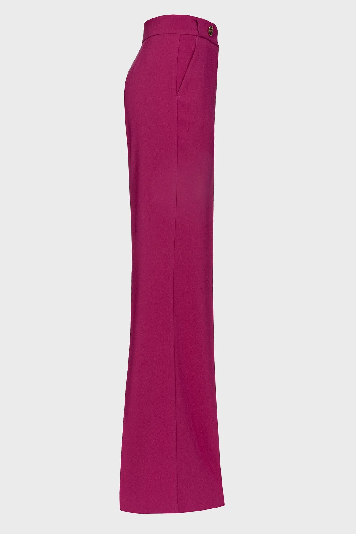 Pinko Slim Fit Fermuar ve Düğme Detaylı Yüksek Bel Bol Paça Kadın Pantolon 100055 A14I VIB Fuşya - 6