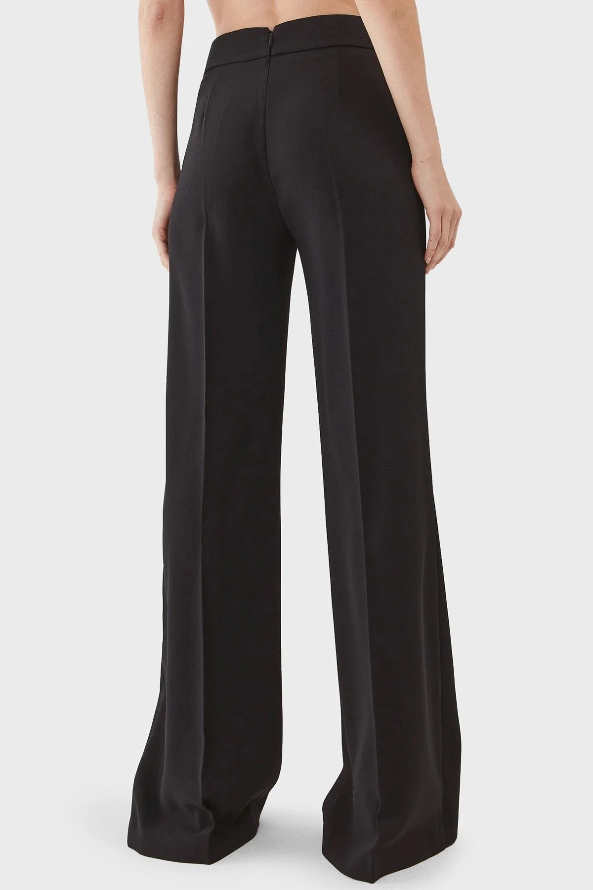 Pinko Slim Fit Fermuar ve Düğme Detaylı Yüksek Bel Bol Paça Bayan Pantolon 100055 A14I Z99 SİYAH - 3