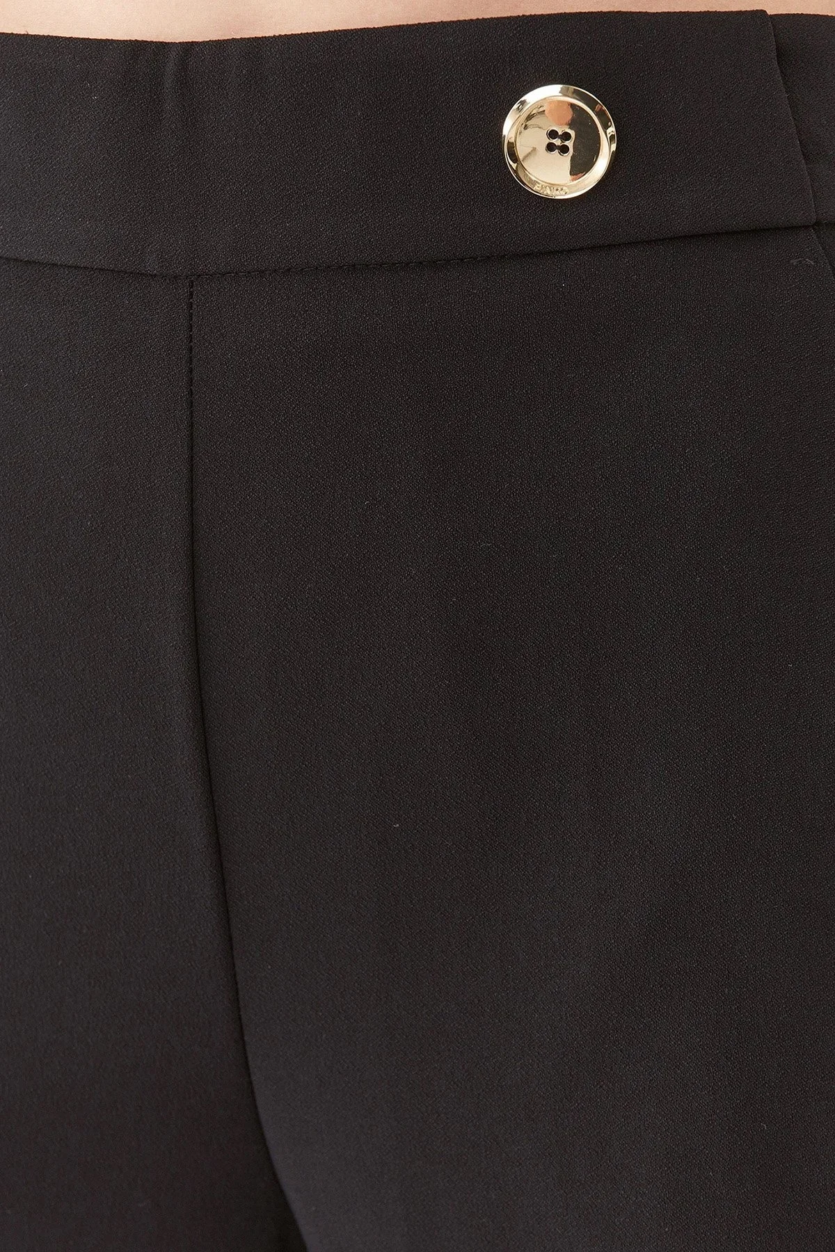 Pinko Slim Fit Fermuar ve Düğme Detaylı Yüksek Bel Bol Paça Bayan Pantolon 100055 A14I Z99 SİYAH - 4