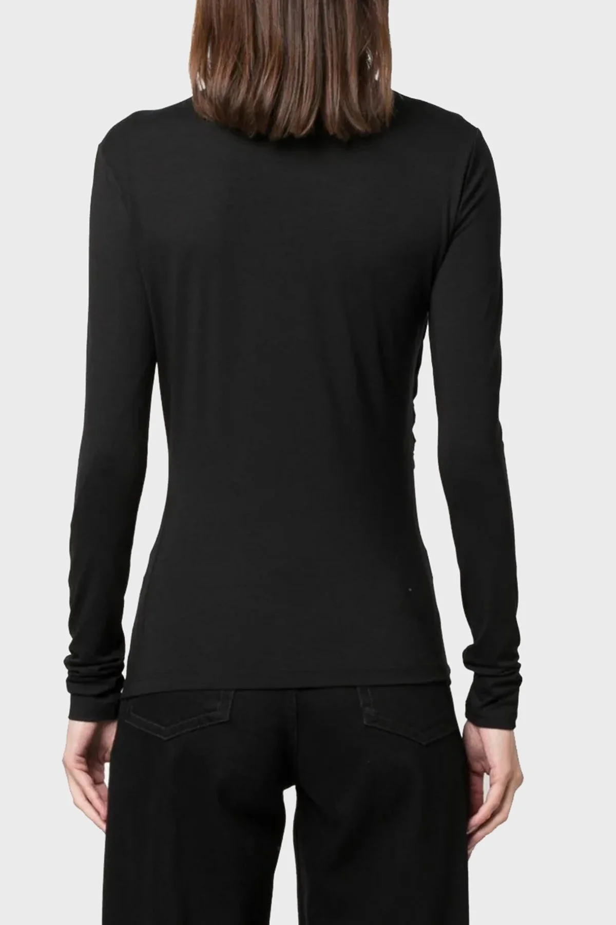 Pinko Slim Fit Jarse Asimetrik Drapeli Bayan Bluz 102363 A1DE Z99 SİYAH - 8