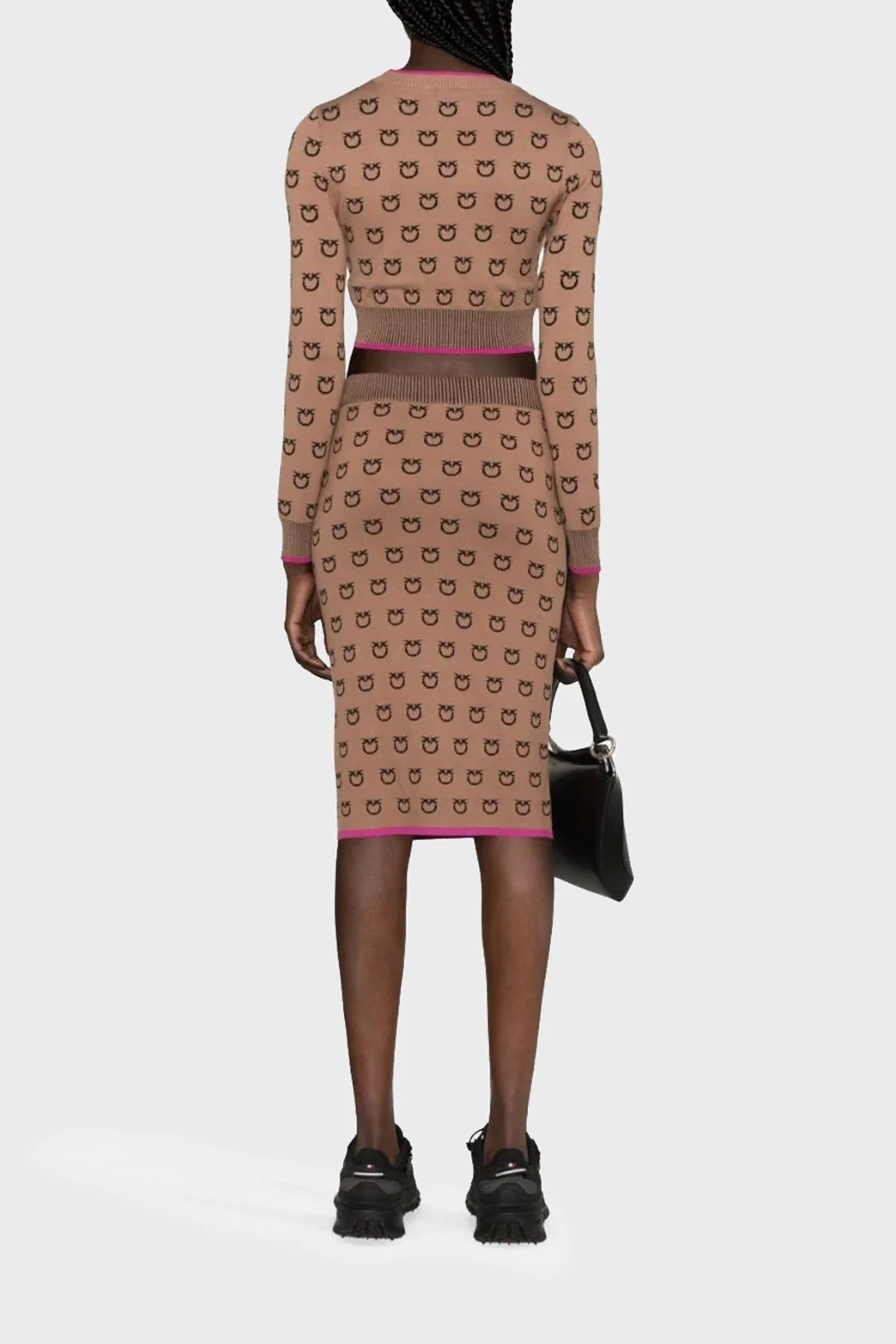 Pinko Slim Fit Logo Desenli Kalem Bayan Etek 101565 A112 CZ3 KAHVE - 6